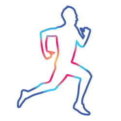 Colorful neon outline of a person running