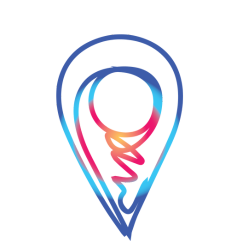 A colorful abstract logo with a blue outer shape and a red, yellow, and green inner design.