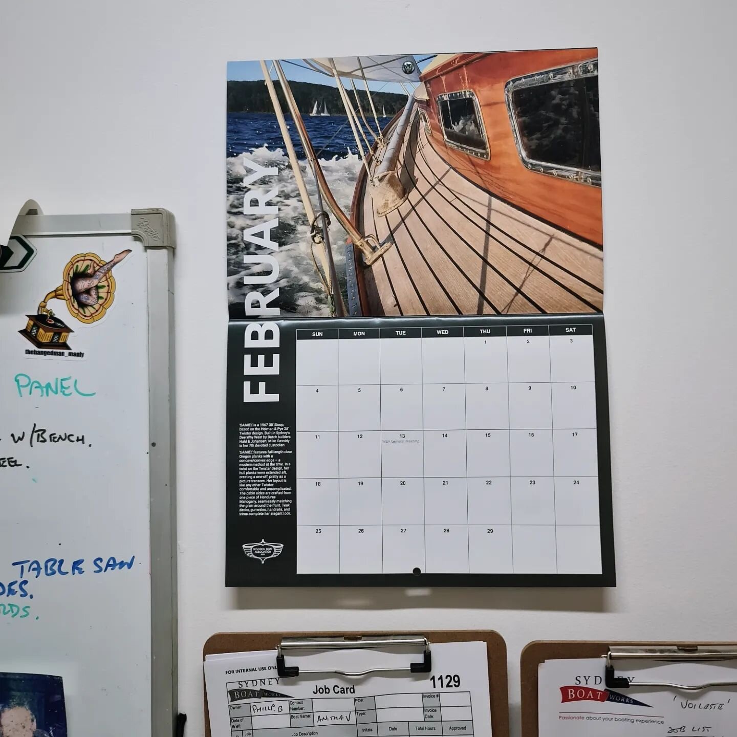 We like Miss February @woodenboatassociationofnsw 2024 calendar  #woodenboats #sydneyboatworks #northharbourmarina #svsamiel #manlywalk #northbalgowlah  #fortybasketsbeach