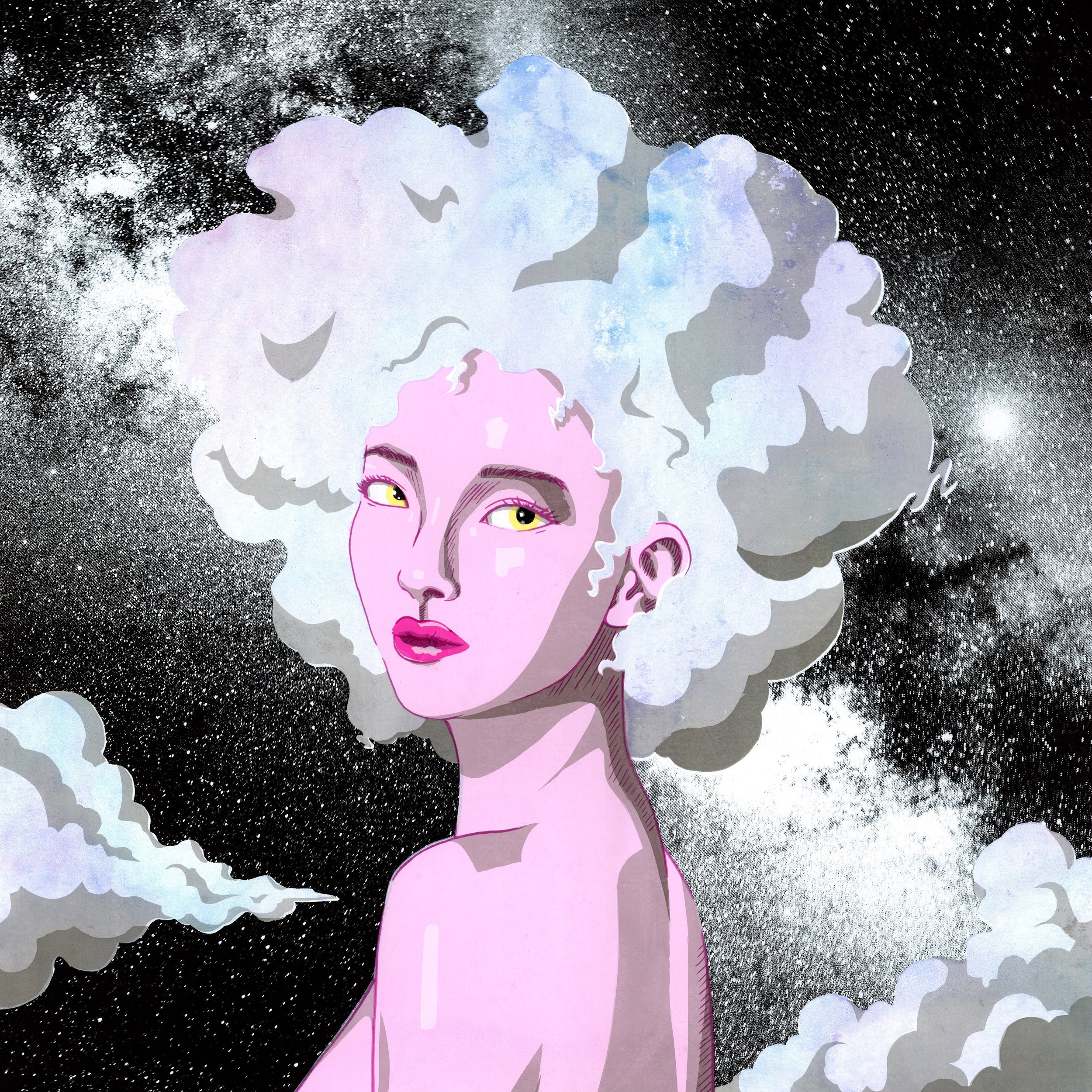 Divine Intervention, 2022. Edition Varied 5/10. 8 color screen print on smooth Bristol, 15 x 15 inches