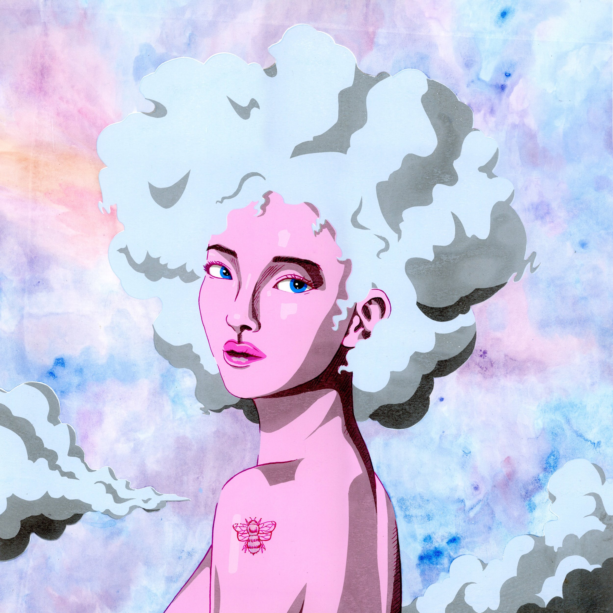 Divine Intervention, 2022. Edition Varied 7/10. 8 color screen print on smooth Bristol, 15 x 15 inches