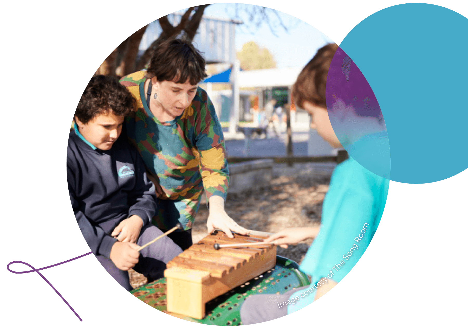 Music teacher and students