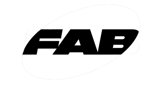 FAB logo on a black background.