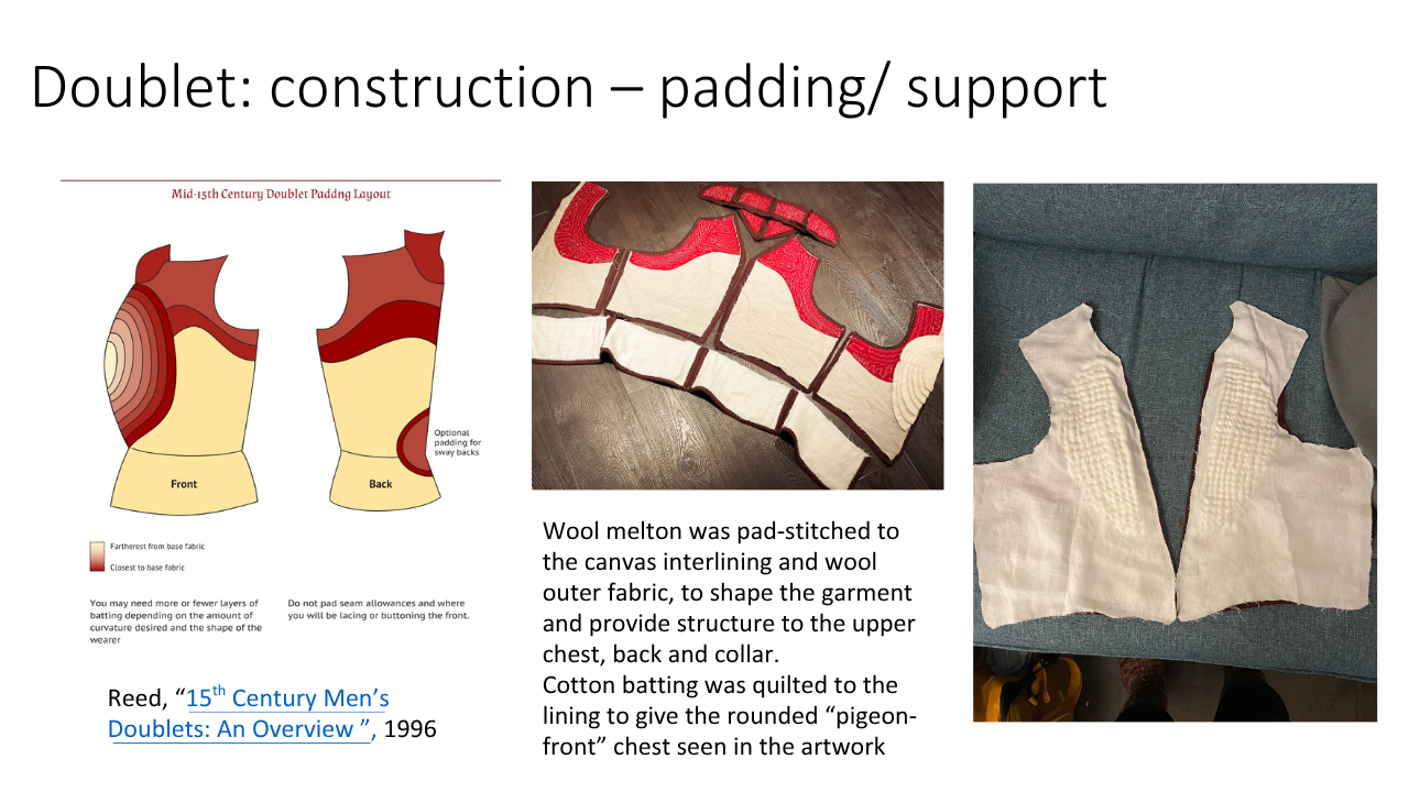 Doublet: construction – padding/ support