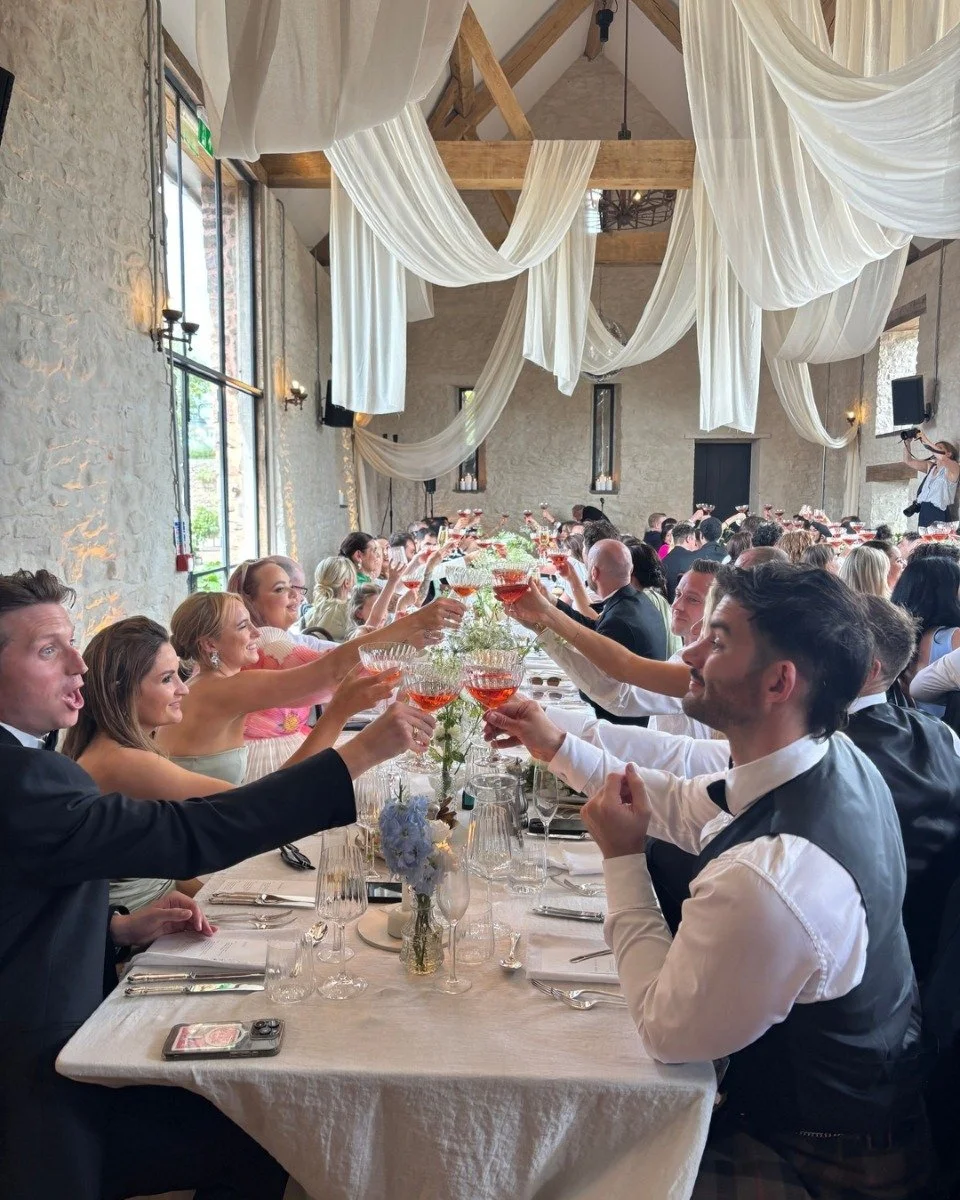 Cheers to long banquet tables 🥂 We love 'em!

Bride | @christie_saunders
Groom | @victormalek
Photographer | @georginaharrisonphoto
Videographer |@mossweddingfilms
Venue | @llantiliohouse
Planner &amp; Stylist | @rebeccavalentinedesign