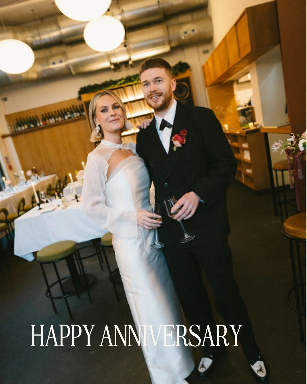 Happy 1 to the coolest cats around, Polly &amp; Adam, who got married in one of our favourite East London eateries @bambi_e8 🖤

Venue | @bambi_e8
Wedding Planner | @rebeccavalentinedesign
Photographer | @dan.mccourt
Flowers | @sage.flowers
Caracatur