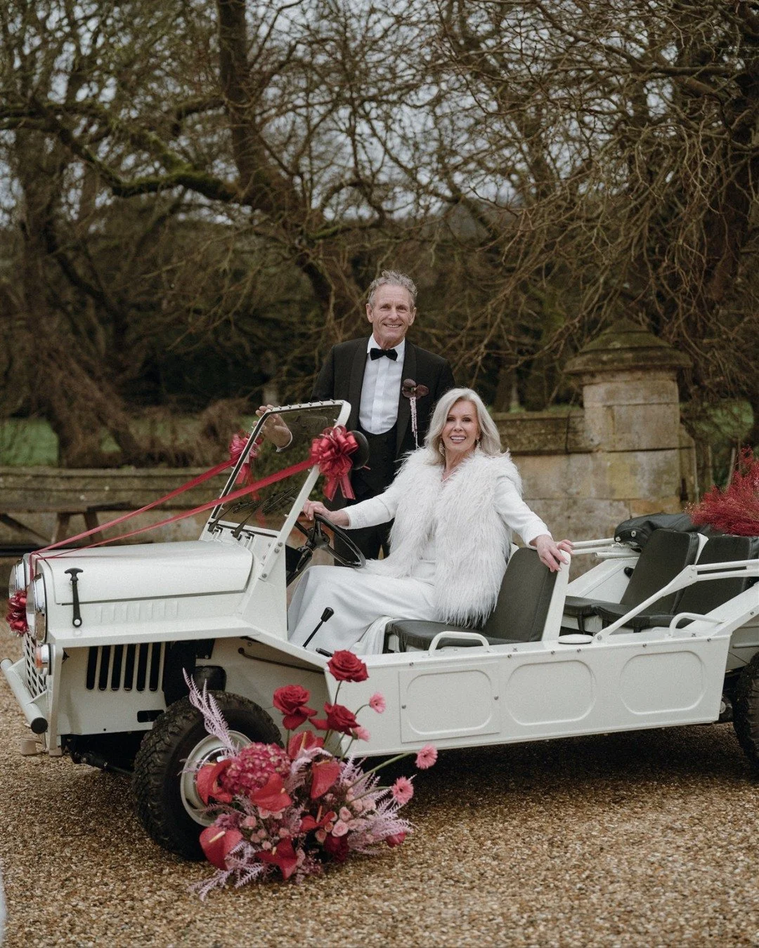 Ever heard of a Mini Moke? 
This 1960s classic was first built as a military vehicle, but it ended up becoming a beloved beach car for the French Riviera. Safe to say&hellip; it makes an even better &ldquo;just married&rdquo; carriage.

Snaps by the 
