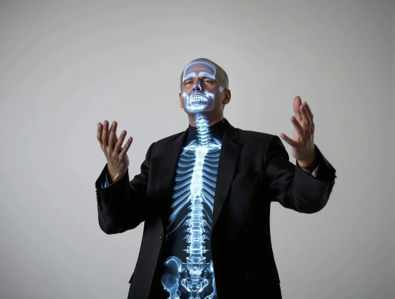 transparency illusion - skeleton is visible in the speaker