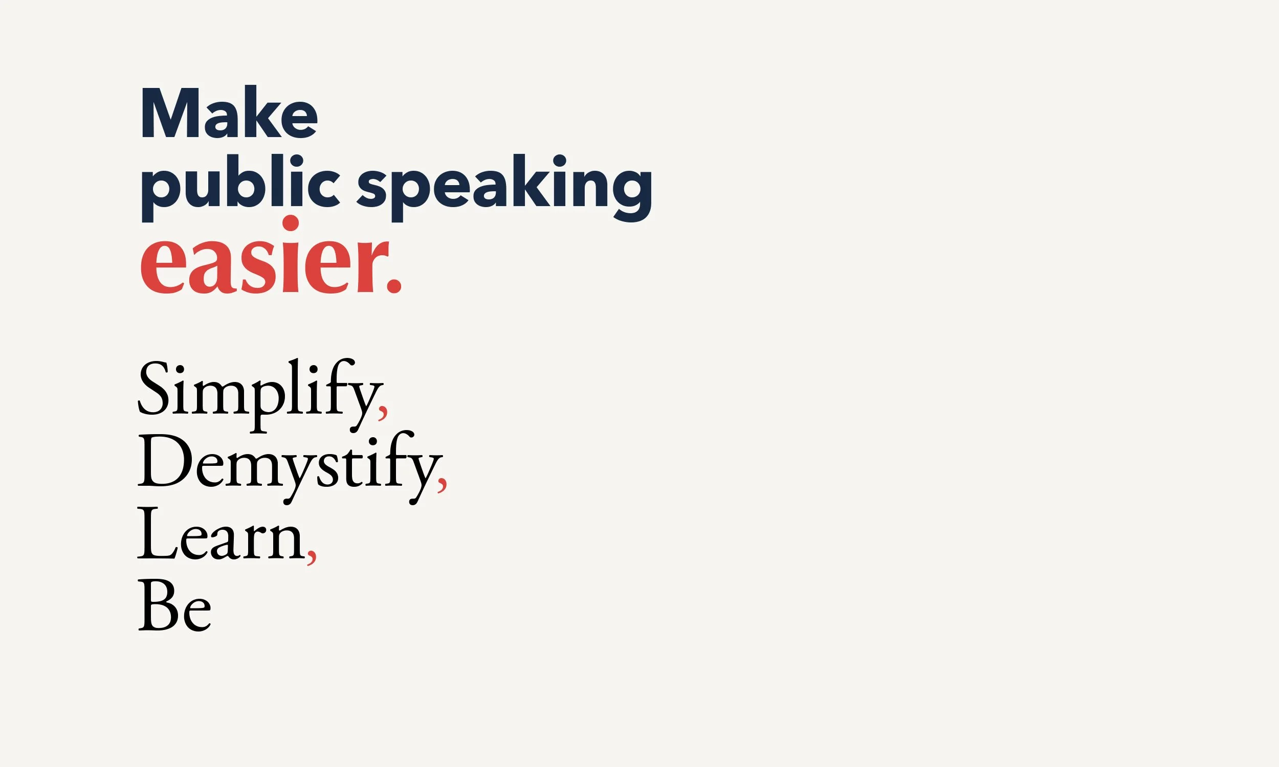 an image of Make public speaking easier text for the public being page