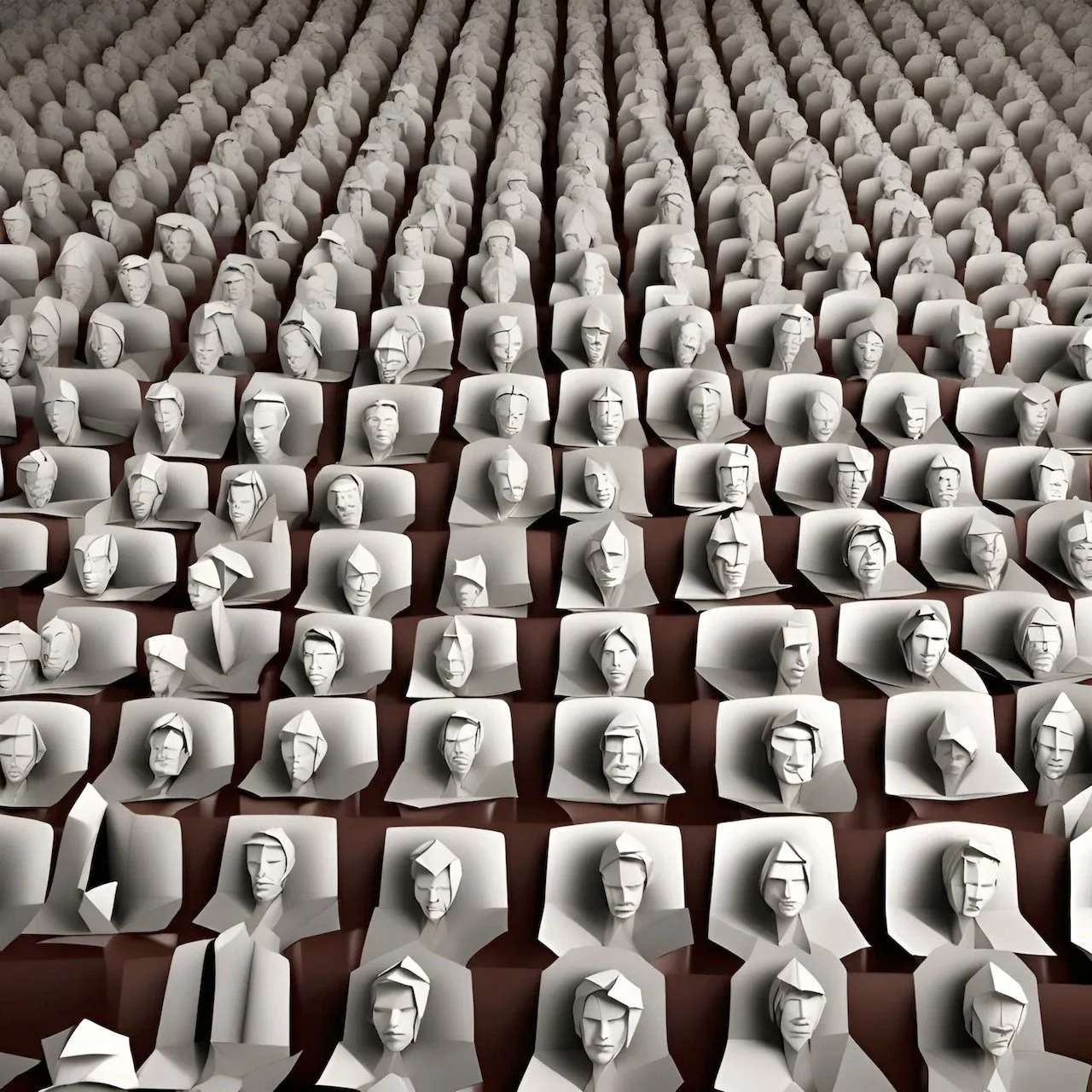 scary audience made of origami
