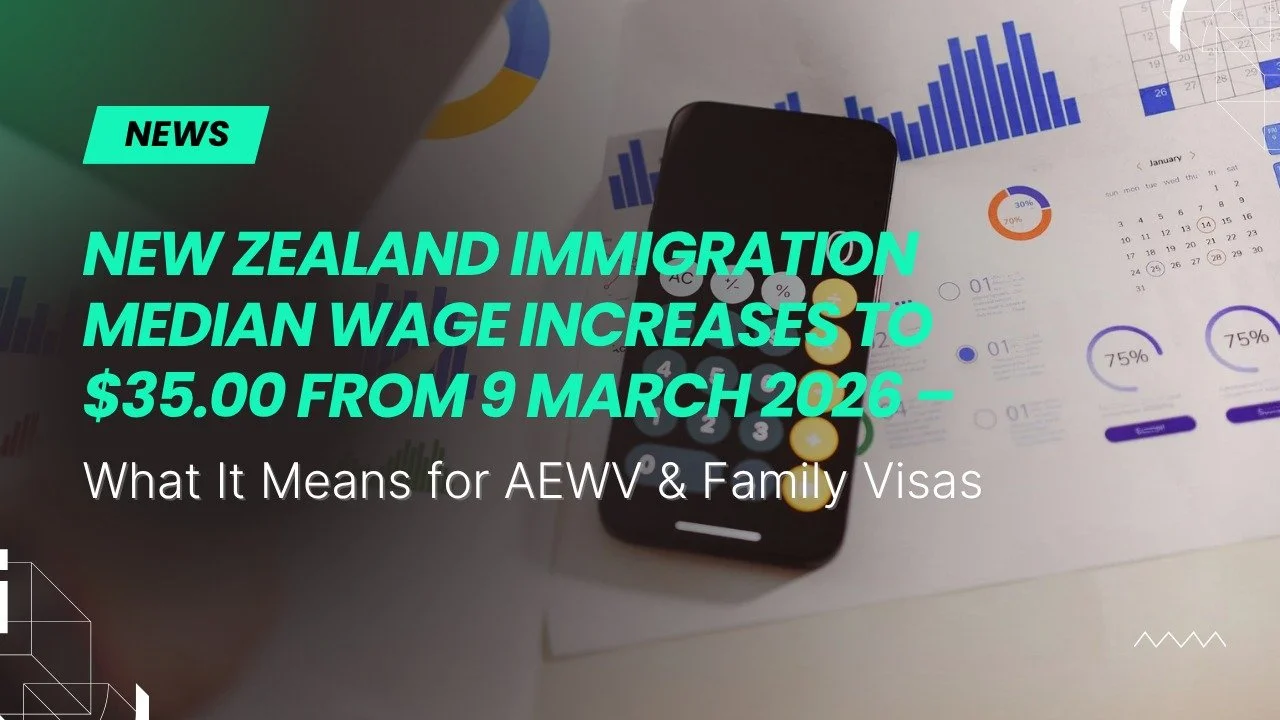 New Zealand Immigration Median Wage Increases to $35.00 from 9 March 2026 – What It Means for AEWV &amp; Family Visas