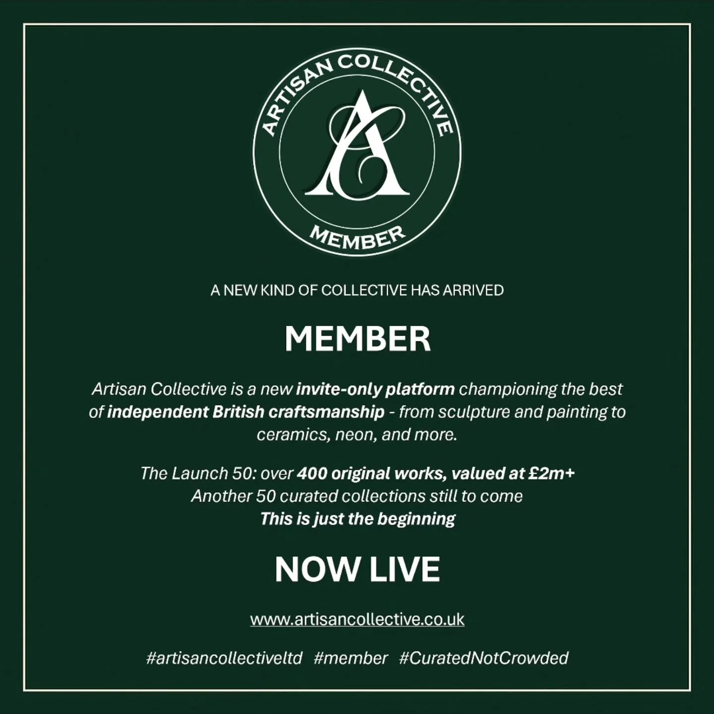 Excited to share something different.  I've joined @artisancollectiveltd as a new invite - only platform showcasing the UK's most original, independent creators. 

No middle man. No Mark - ups. No imitations. Just work that's made with care and chose