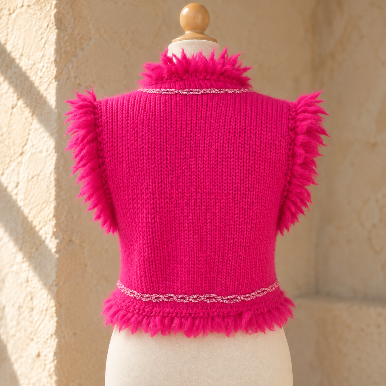 Fuchsia-Strickweste mit flauschigem Besatz.png