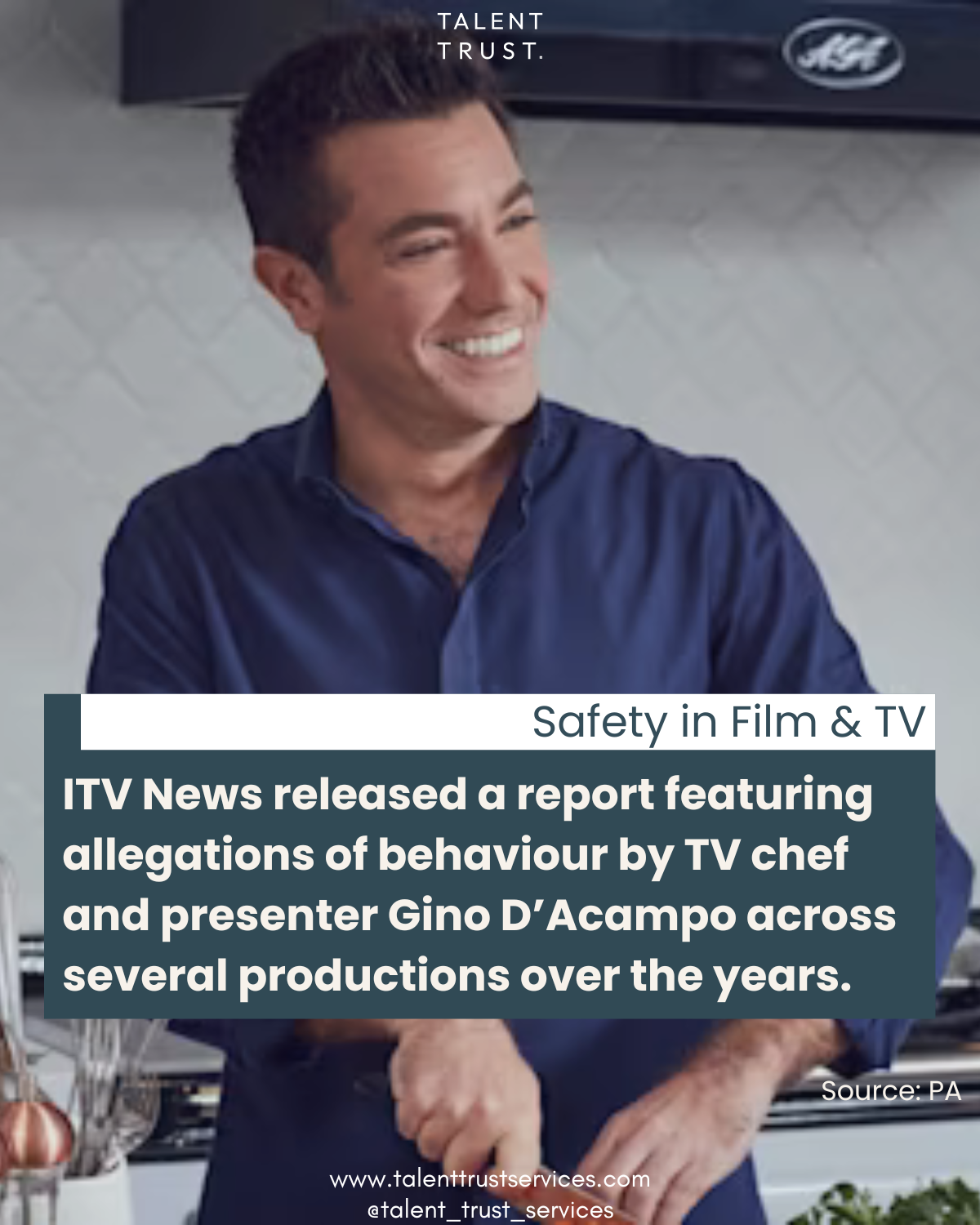 ITV News released a report featuring allegations of behaviour by TV chef and presenter Gino D’Acampo across several productions over the years