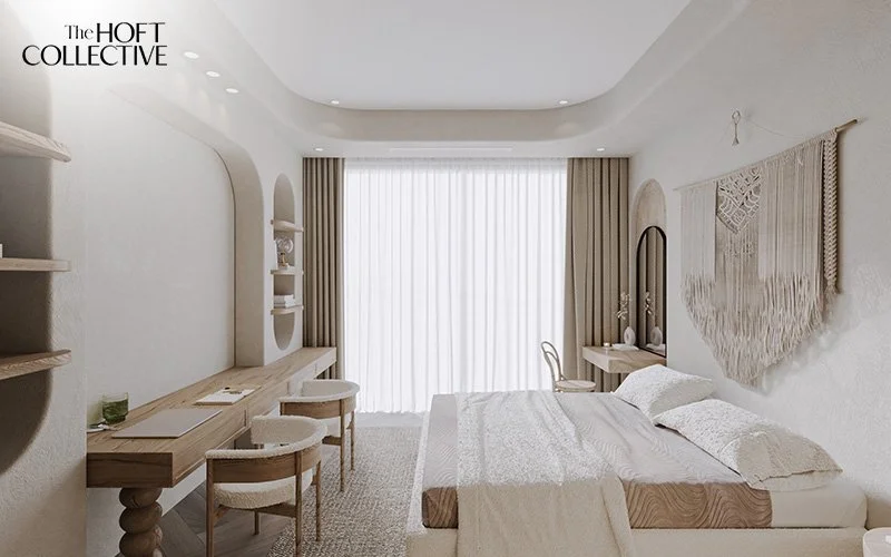 warm beige modern contemporary bedroom