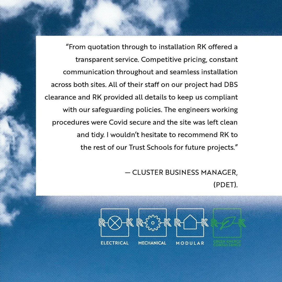 It's not quite Tuesday but we have another testimonial!

Hearing from our clients that they're satisfied with the work we do at RK is always great, especially when working with Trust Schools. Our team pass the relevant safety checks to ensure safegua