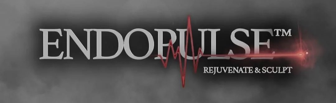 Endomulse logo with a heartbeat line, tagline 'Rejuvenate & Sculpt' on a dark gray background.