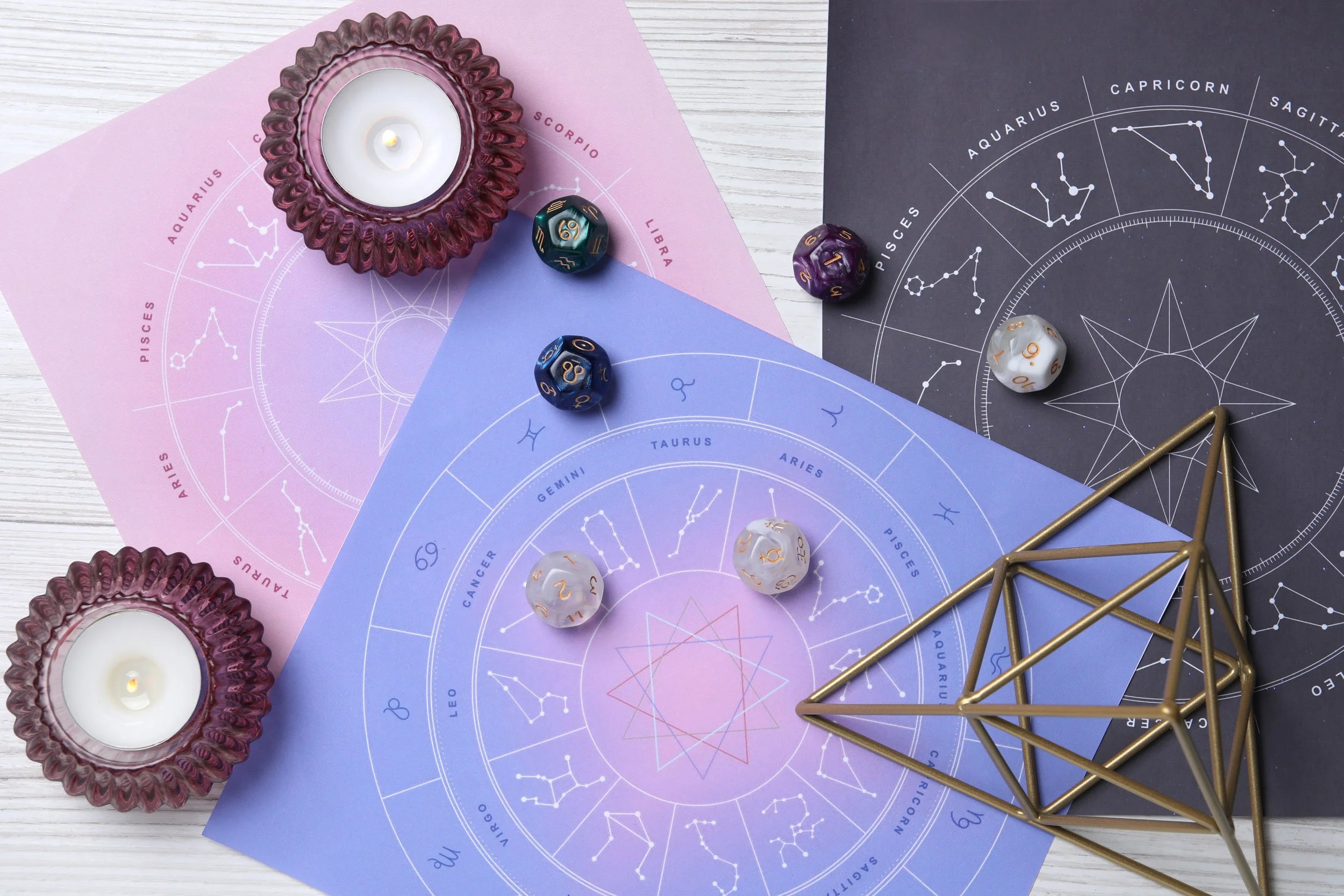 Astrology chart cards used in soul astrology and birth chart readings.