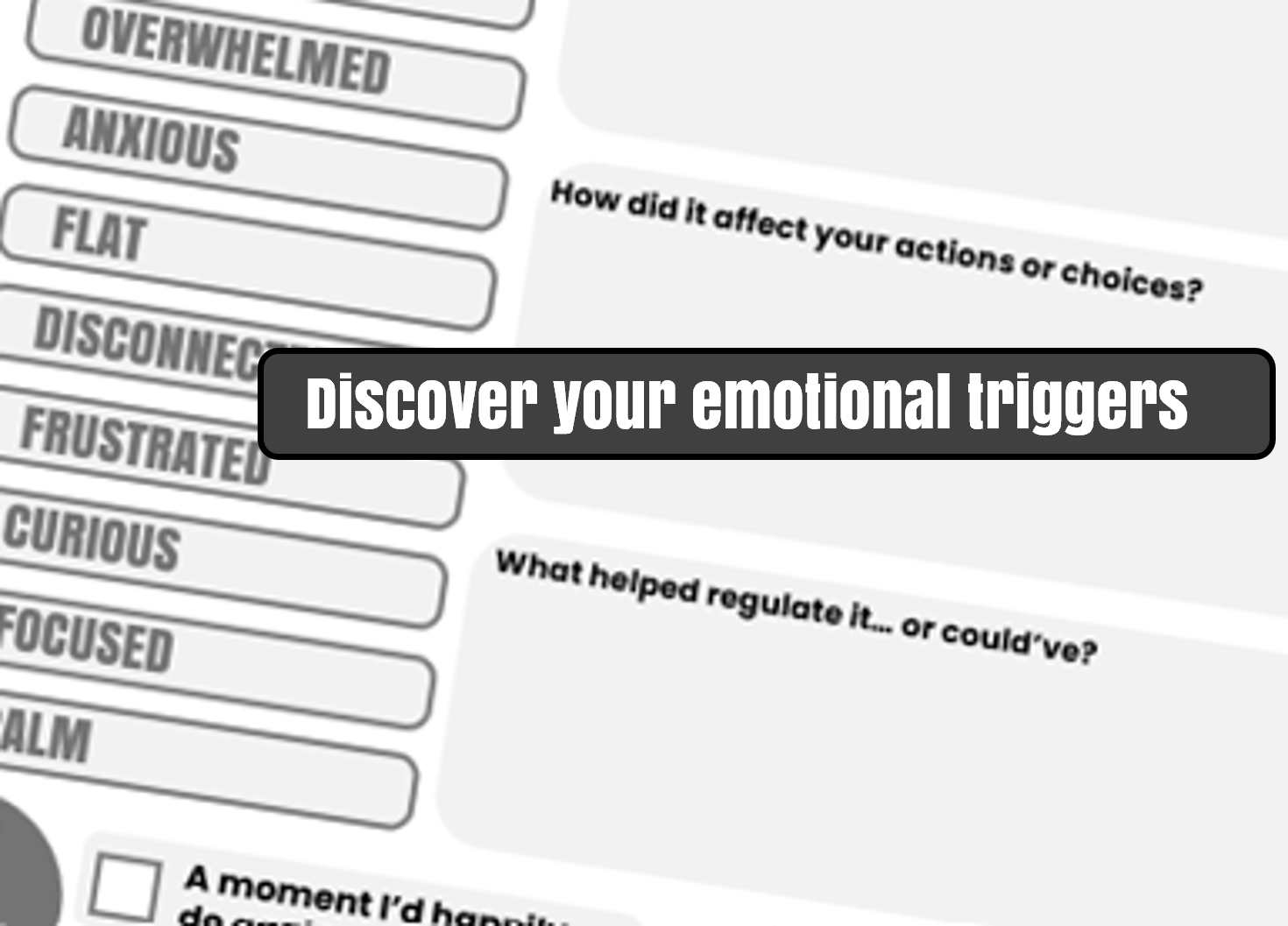 Daily journal page for recognising emotional triggers