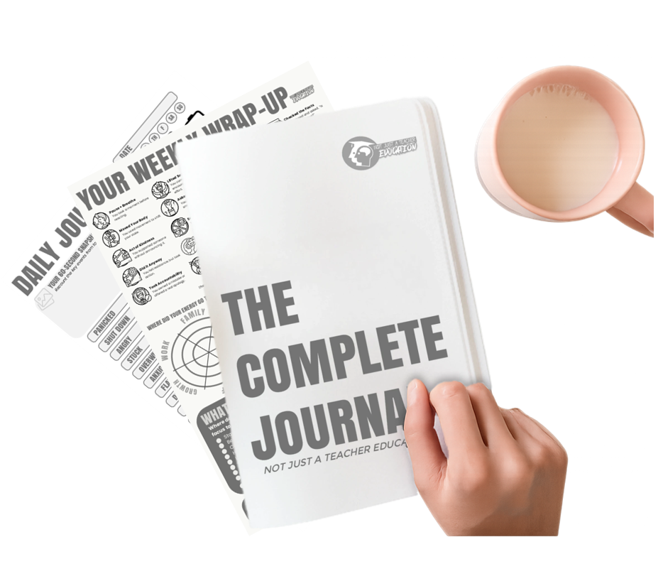 The Complete Journal with weekly wrap-up pages and a cup of coffee