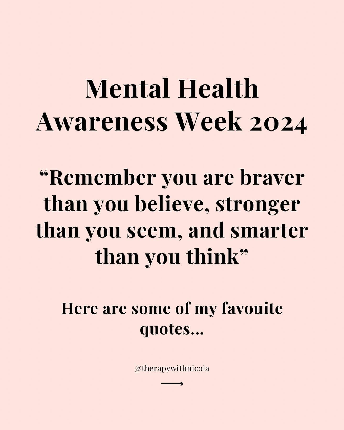 Save this as a reminder in times of need! Here are some of my favourite quotes for mental health week. Which is your favourite?

Get in touch to book an appointment

Click the link in bio or visit www.therapywithnicola.com

Appointments available in 