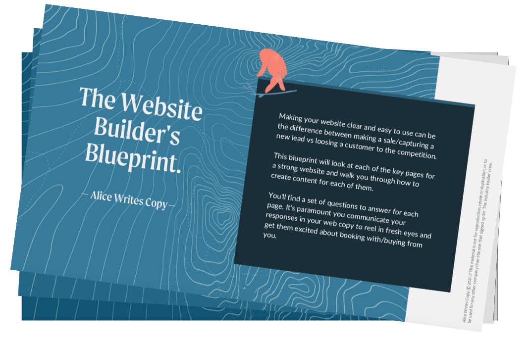 the website builder's blueprint graphics of downloadable checklist for how to write your website copy if you are building your own website .png