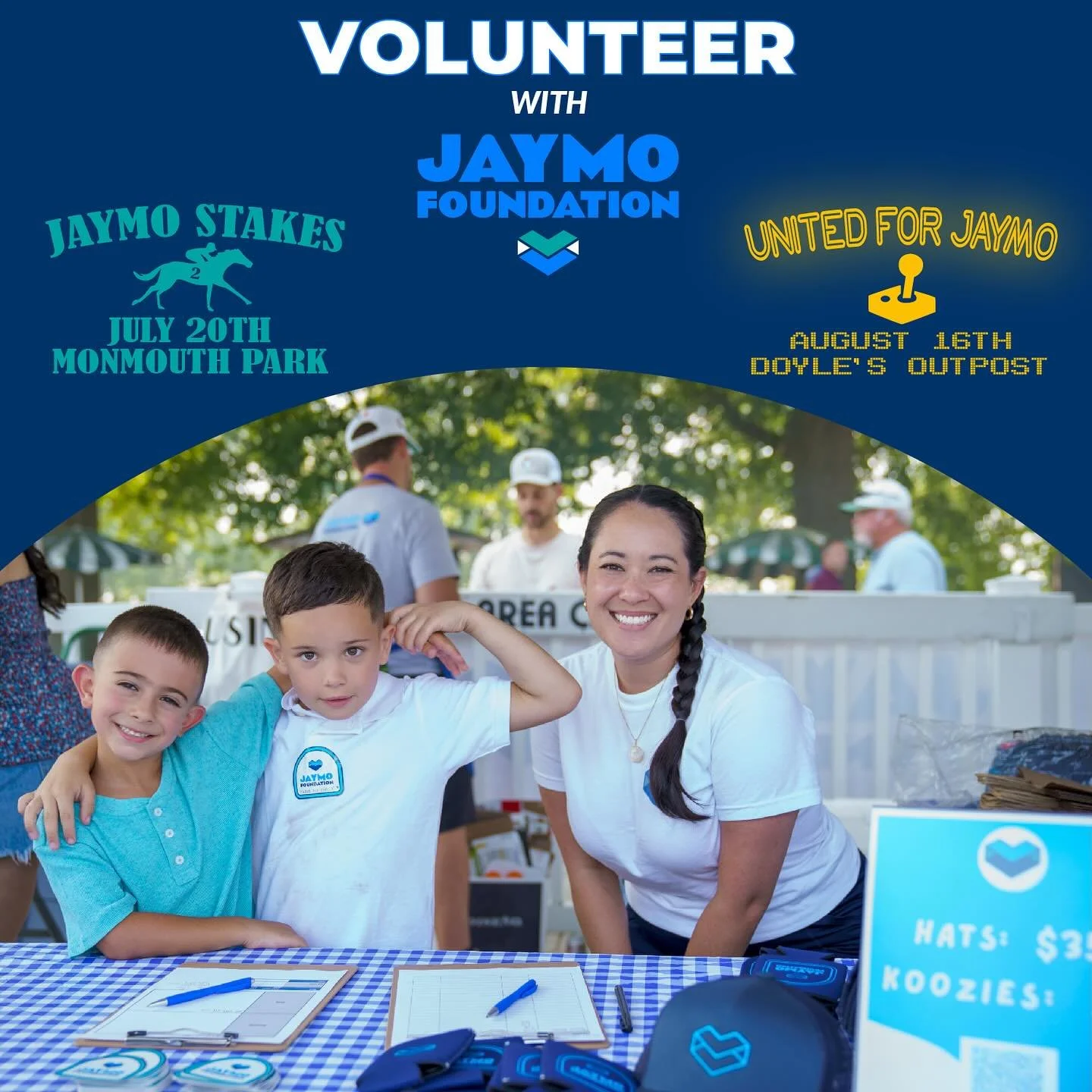 Calling all big hearts &amp; helping hands! 💛
The Jaymo Foundation is gearing up for two unforgettable summer events&mdash;and we need an all-star volunteer crew to make the magic happen.

🗓 Jaymo Stakes: Race to Raise
&bull; Sunday, July 20 | Monm