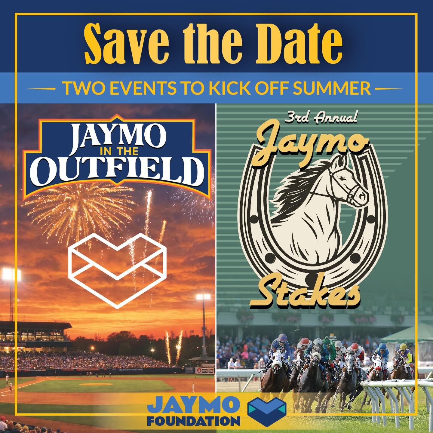We&rsquo;re kicking off summer with two incredible events for the Jaymo Foundation. ☀️

This year we&rsquo;re bringing you:

⚾ Jaymo in the Outfield: a brand new event under the stadium lights
🏇 The 3rd Annual Jaymo Stakes: our returning fan favorit