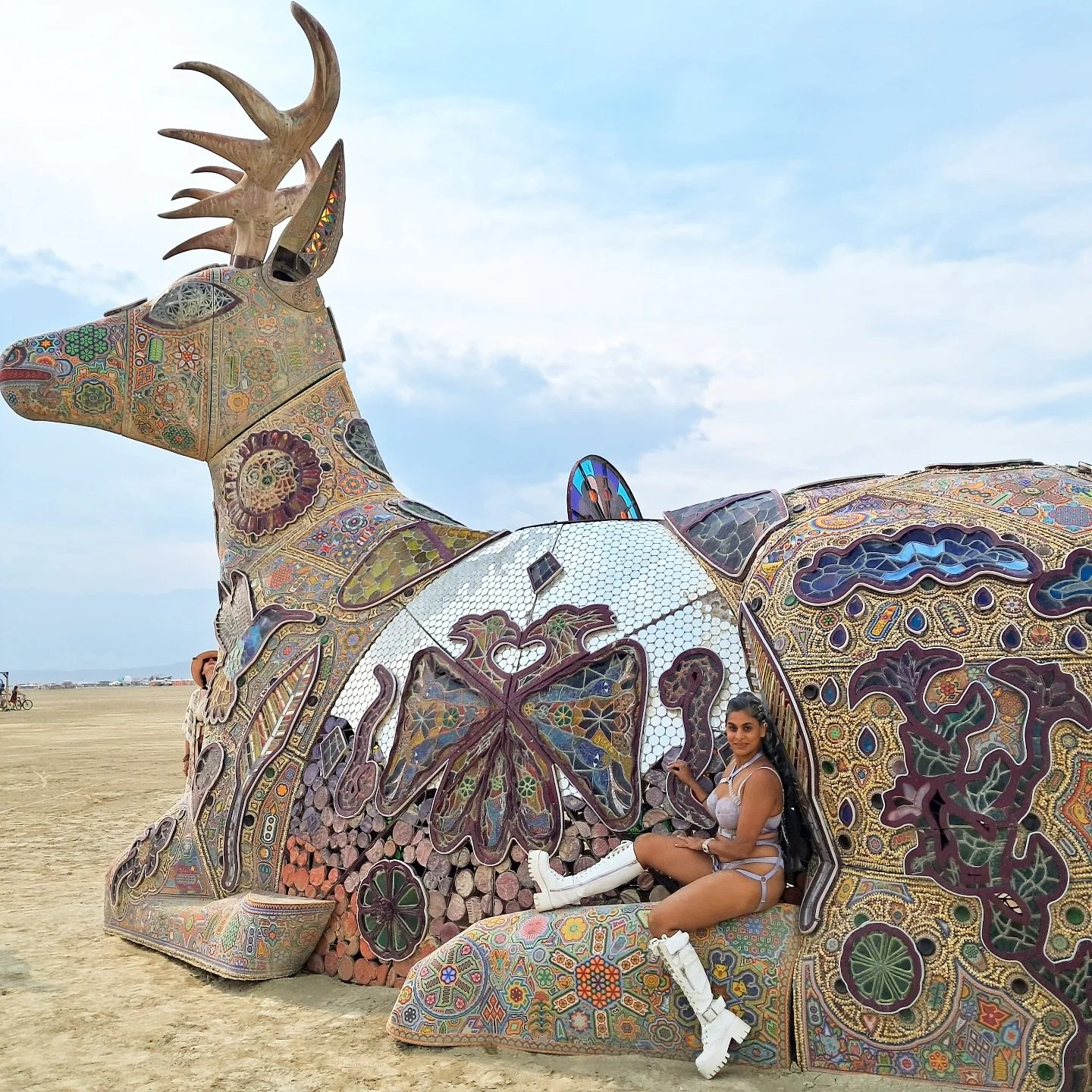 This stained glass deer was my favorite piece on the playa. When I told @a.o.raf, she instantly called it &lsquo;the gift that keeps giving&rsquo;&mdash;and it truly was. Sacred, special, and full of wonder. Stepping inside felt like entering another
