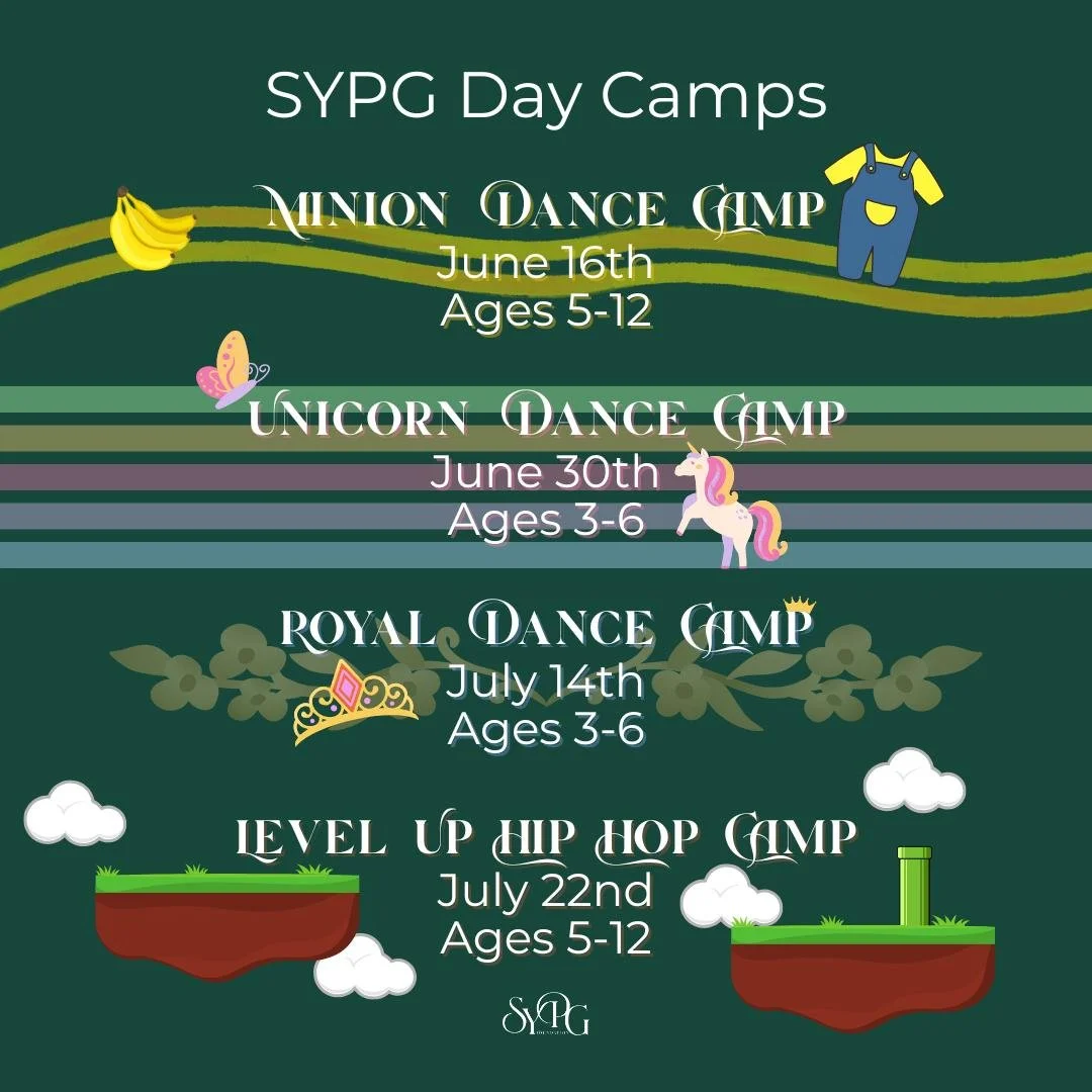 We love summer, and a good theme! 🌴
We are so excited for our upcoming day camps! Each camp's tuition is $30 and includes two hours of physical activity, laughs, smiles, and themed swag. 😎
For more registration and more information, please visit