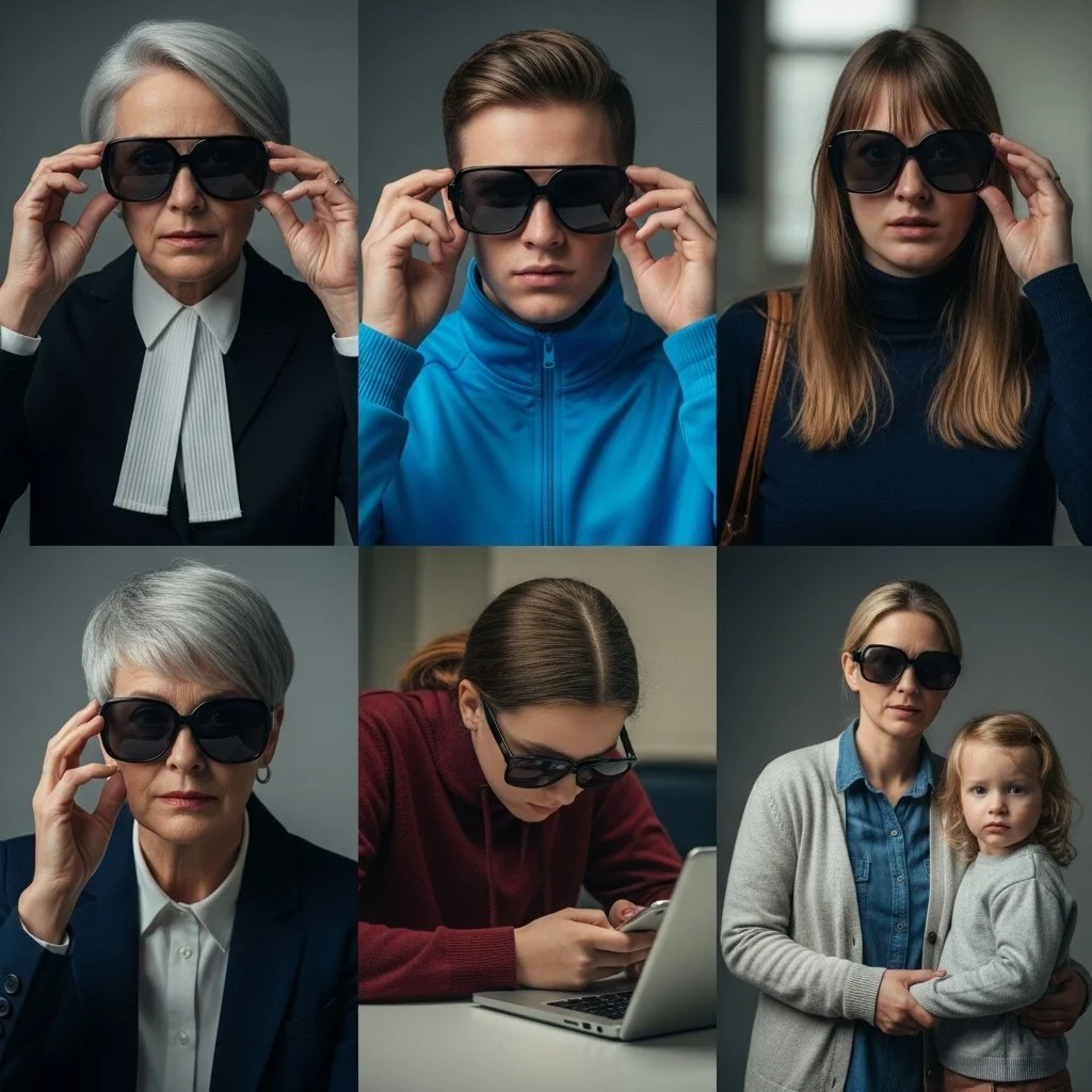 People  with dark glasses on for privacy