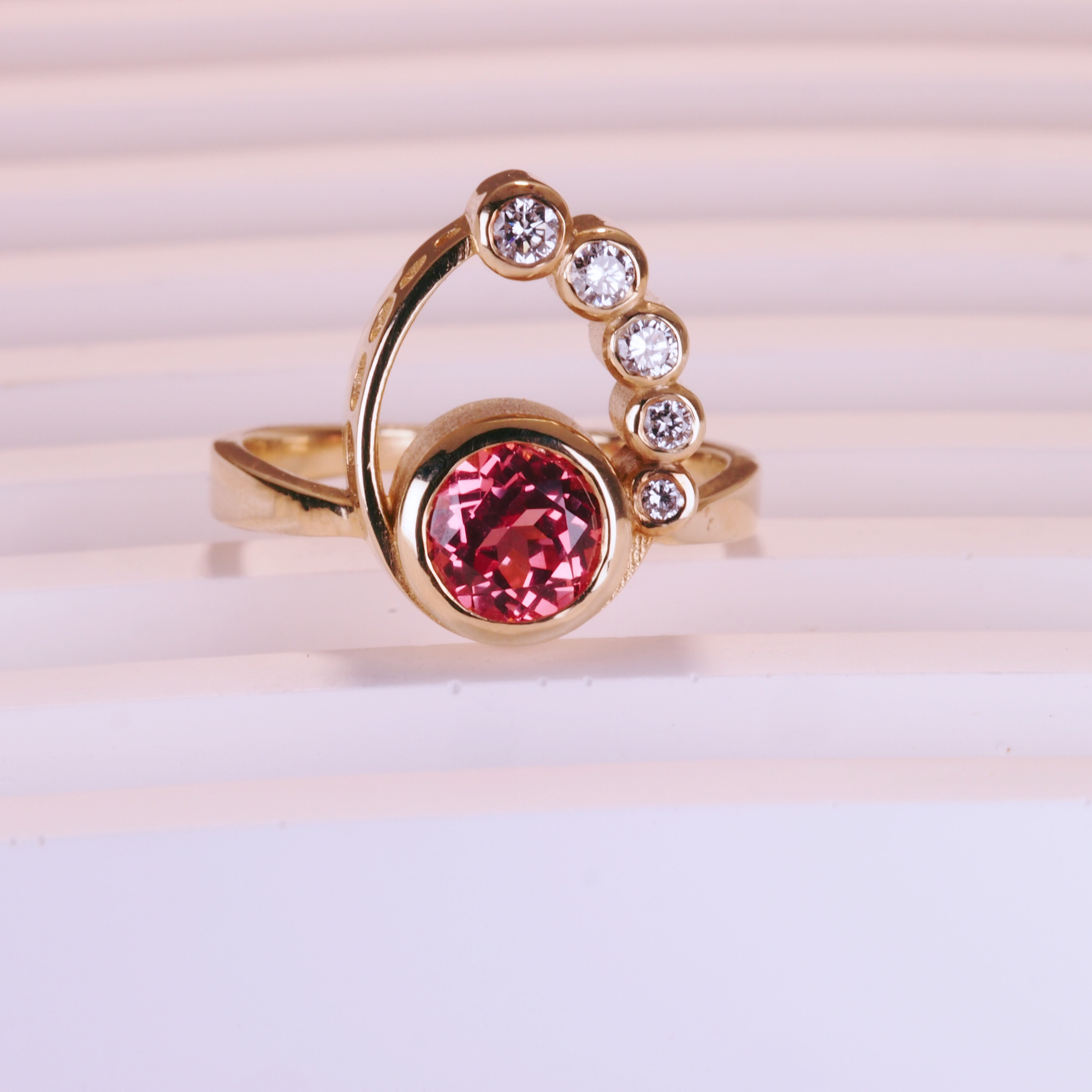 Champagne Sapphire Cascade Ring