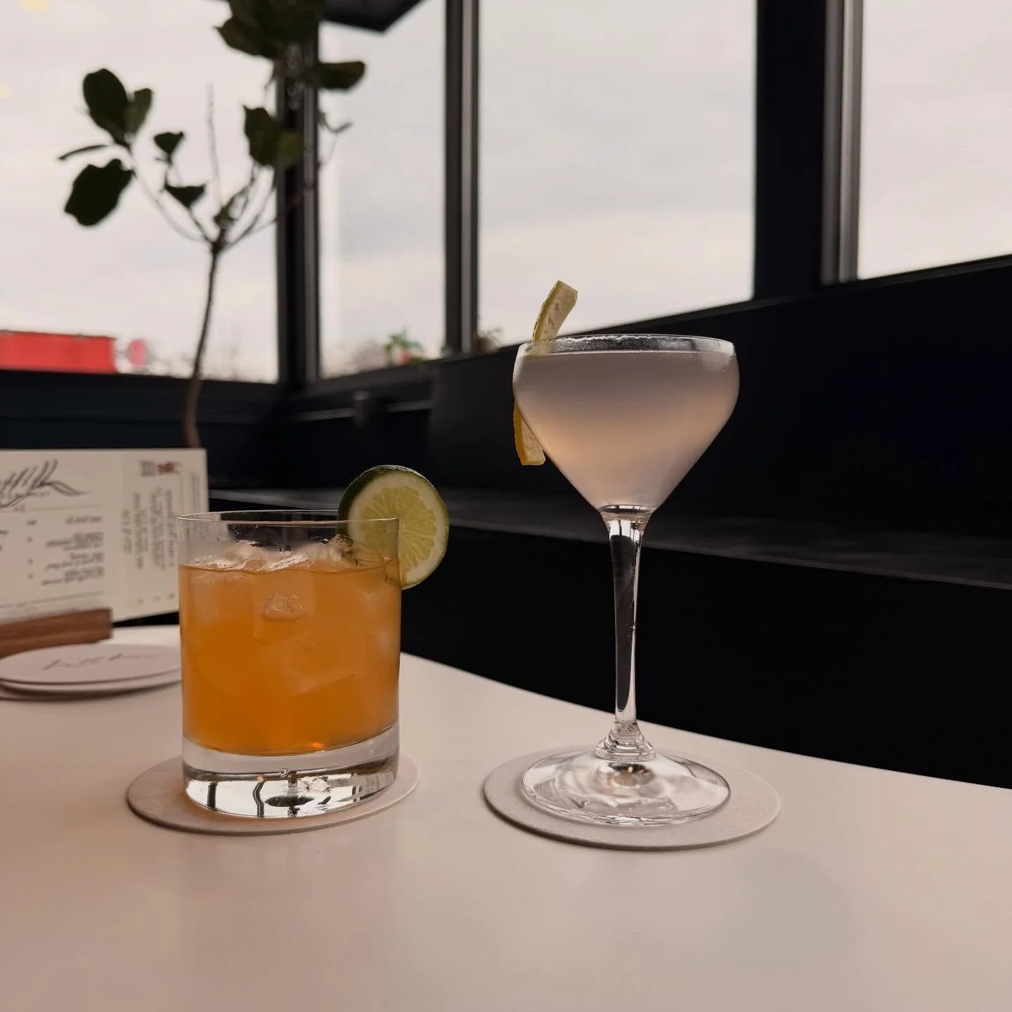 🏝️ Pizza at O.T.

Rum
Lime
Orange Liqueur 

📻💜 Pump Up the Violette

Vodka
Cr&egrave;me de Violette
Lemon
Simple