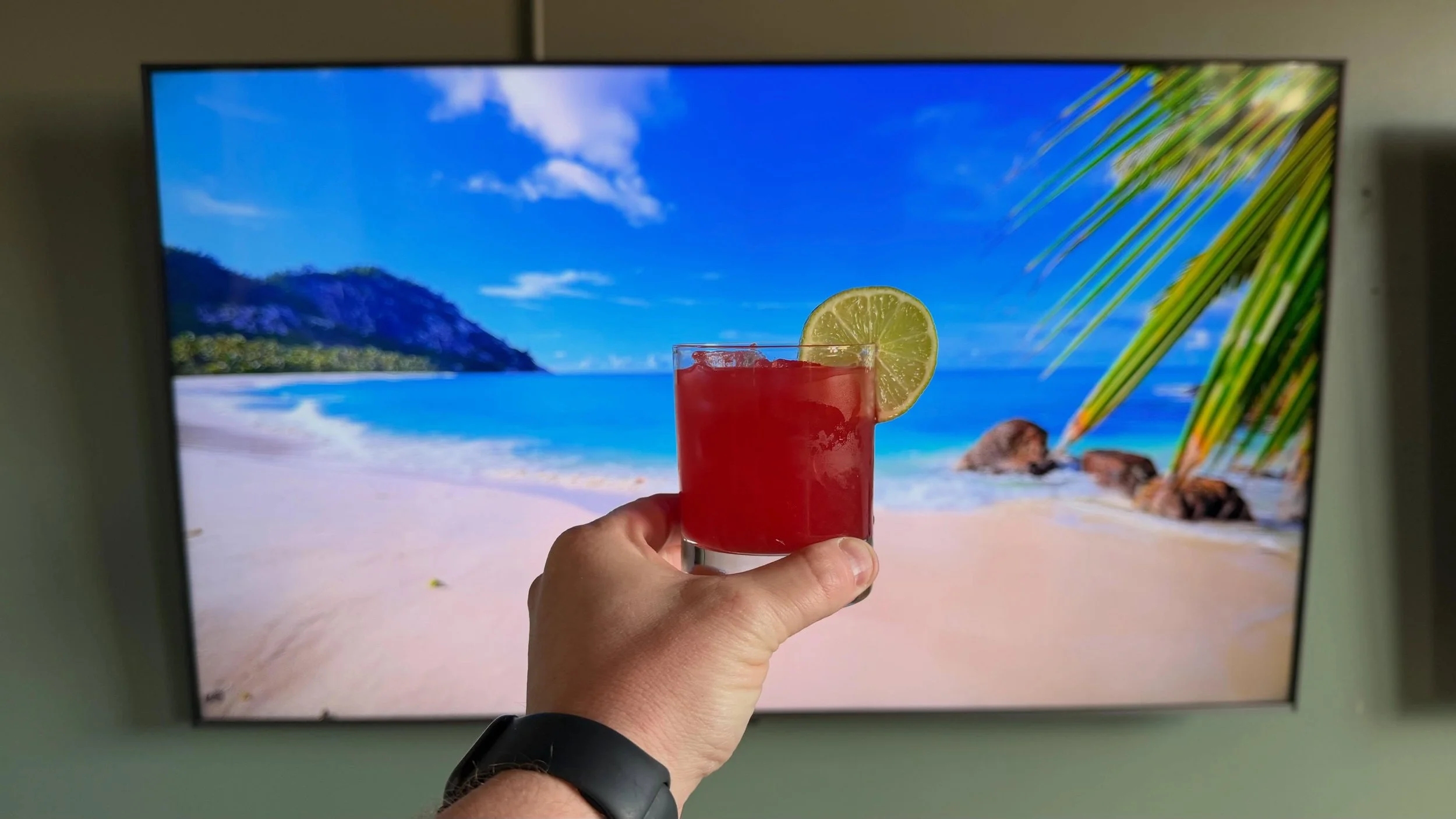 Definitely real not a TV beach. 

😎 A Lil&rsquo; This Lil&rsquo; That

Tequila
Blood Orange
Lime
Cointrueau
