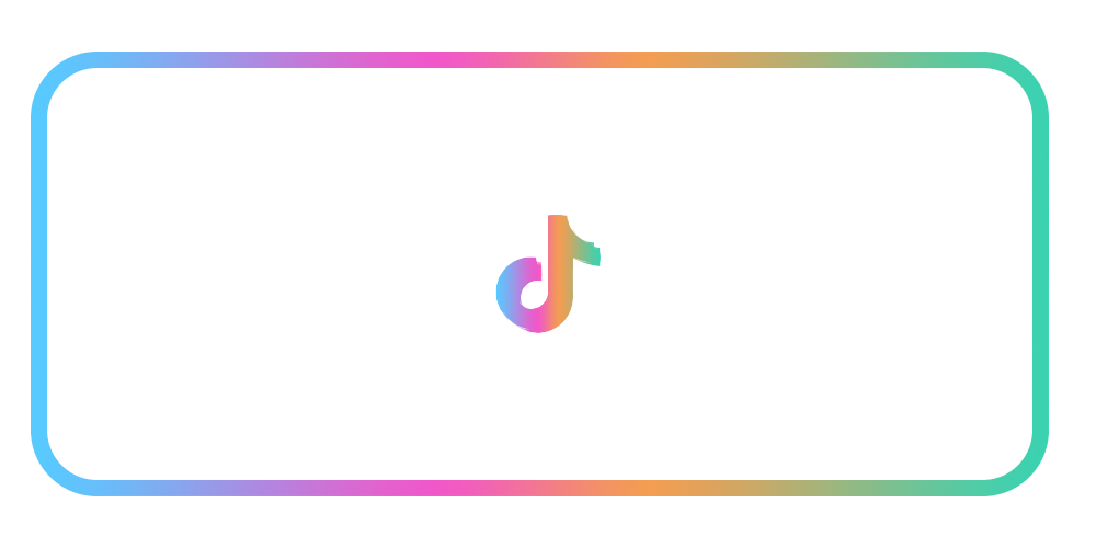 TikTok logo inside a rounded rectangle with a gradient border.