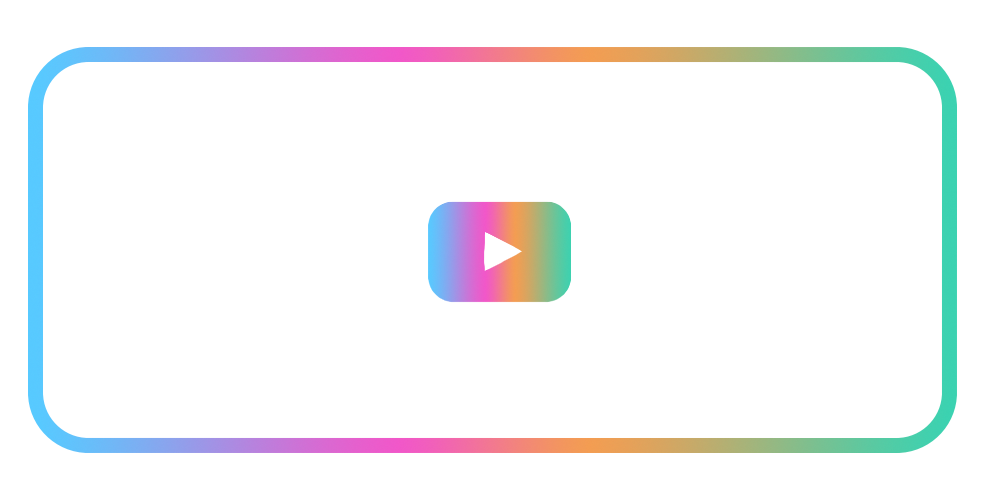 Stylized YouTube logo with rainbow gradient border and black center, featuring a multicolored play button in the middle.