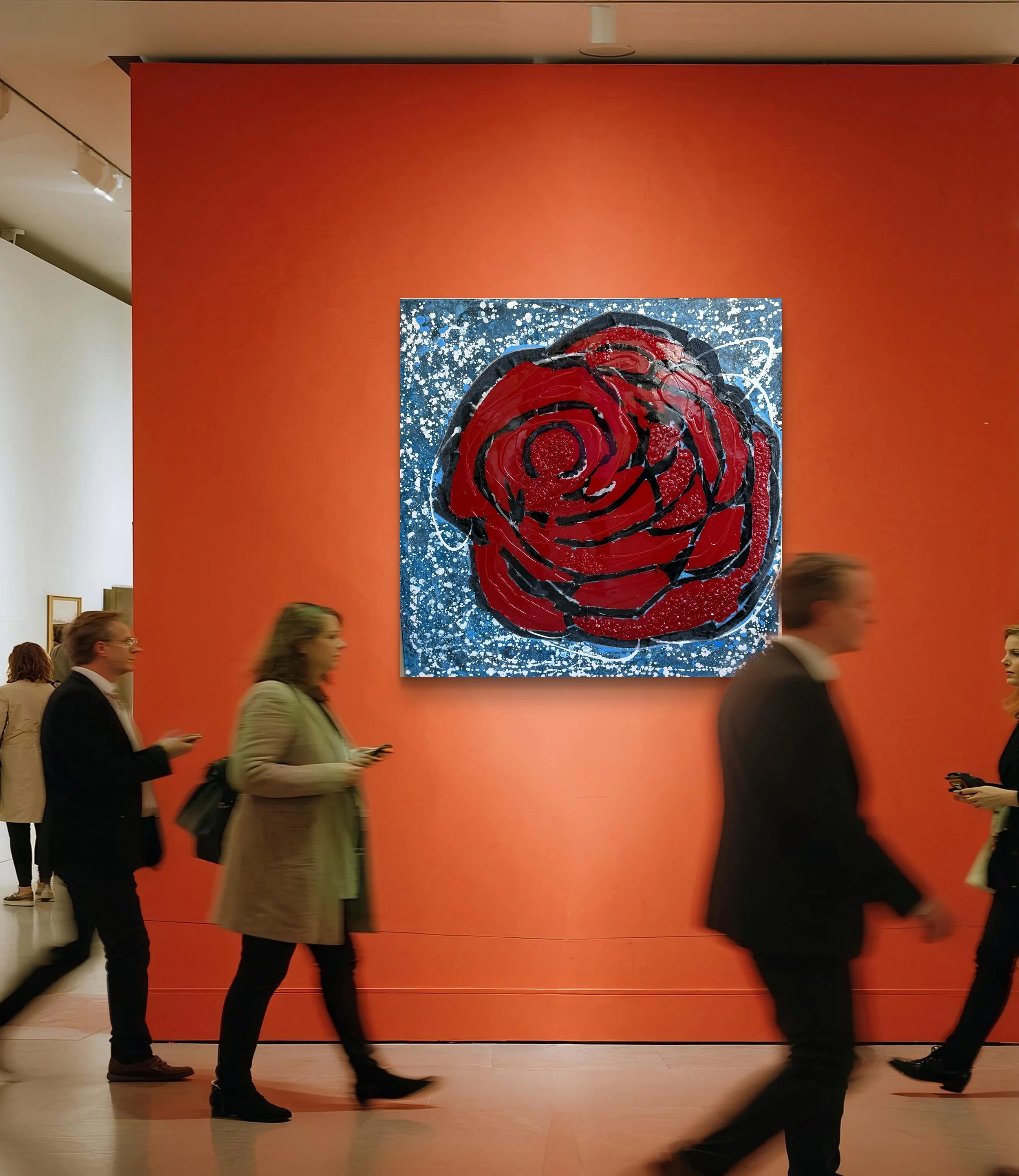 'Denim Roses' Mixed Media