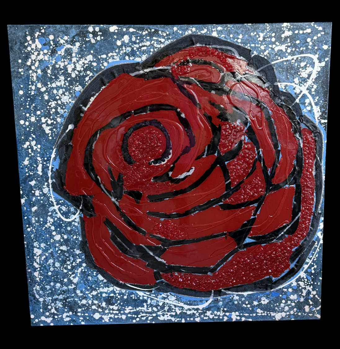 Denim in Roses Acrylic Painting
