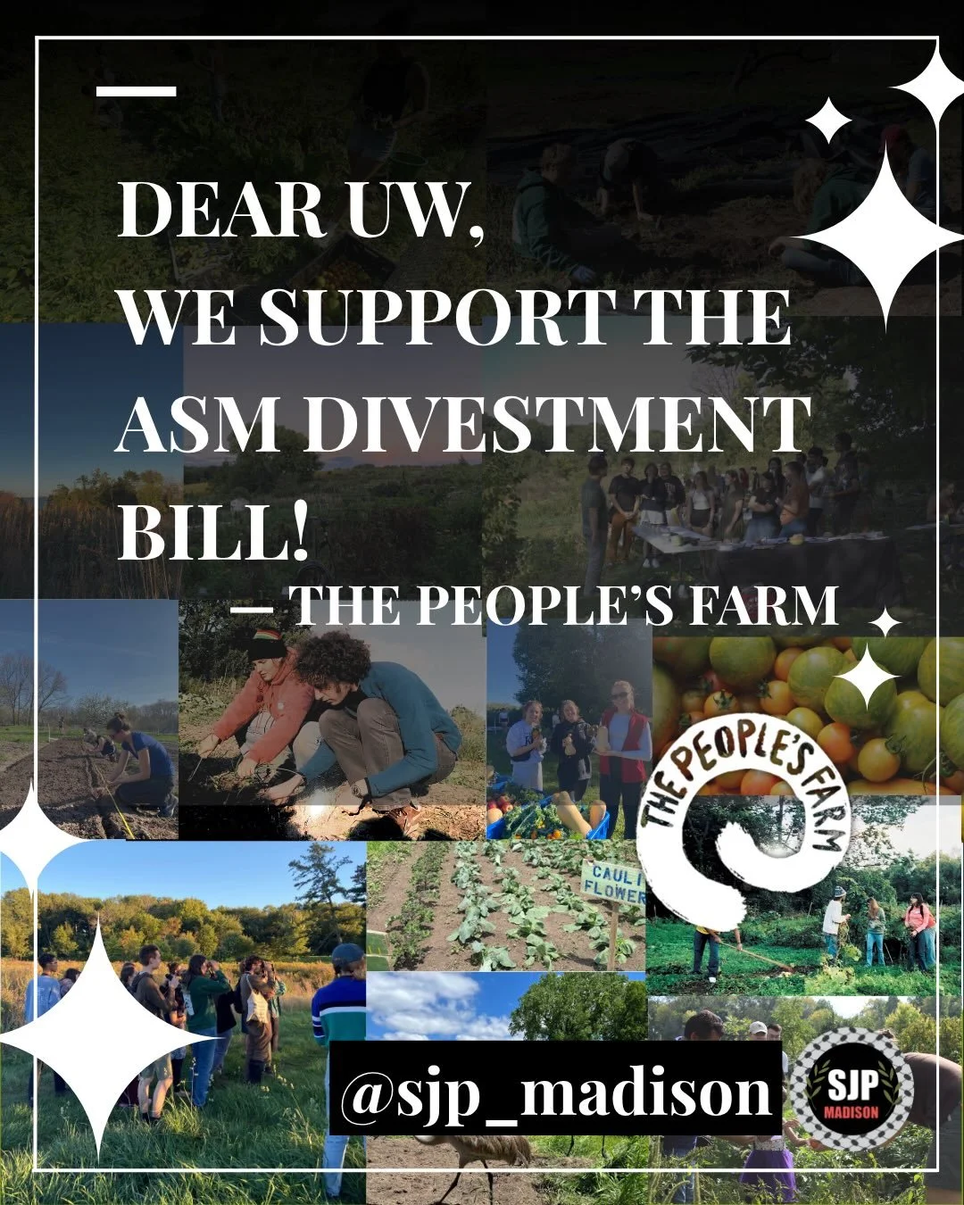 The People&rsquo;s Farm supports the ASM divestment bill. Make sure to attend the ASM special meeting TONIGHT to show support.