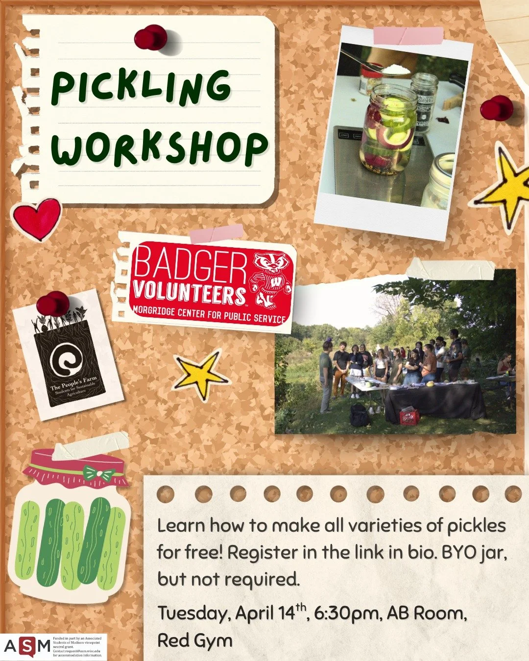 RSVP at the link in bio! Learn how to make pickles for free with Badger Volunteers.