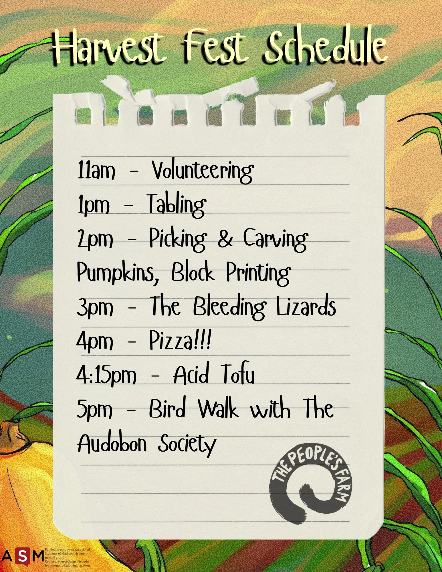 Come at 11 to volunteer to put the farm to sleep for the winter! 

Tabling with Greenhouse Learning Community, Slow Food, Bug Club, &amp; the Audubon Society.