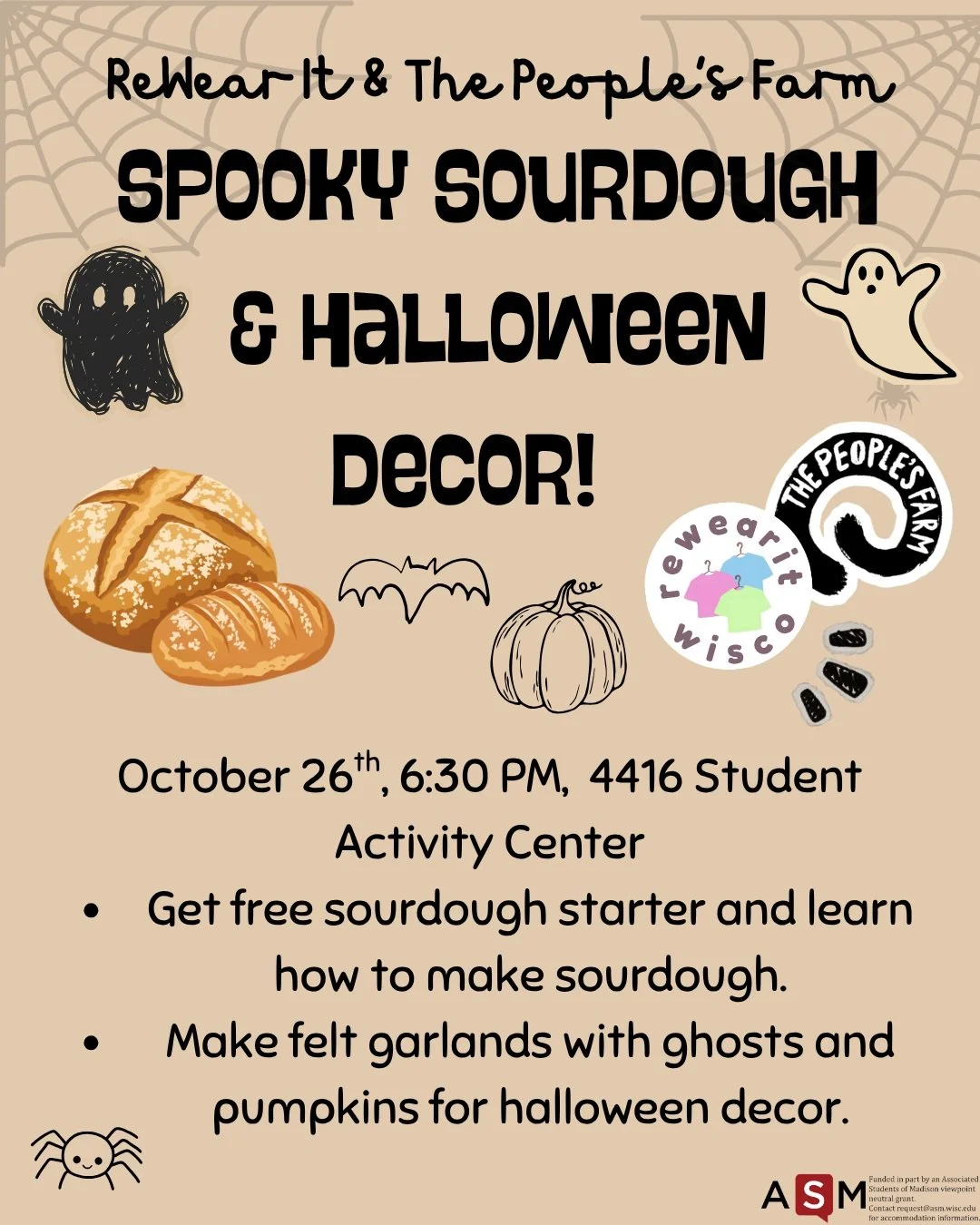 Learn how to make sourdough and make spooky halloween garlands next Monday!