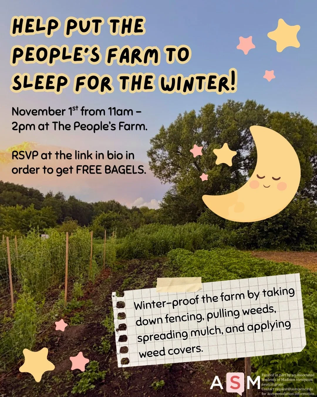 LAST VOLUNTEERING DAY OF THE SEMESTER!!! Make sure to RSVP to get free bagels (thanks @uworganic)