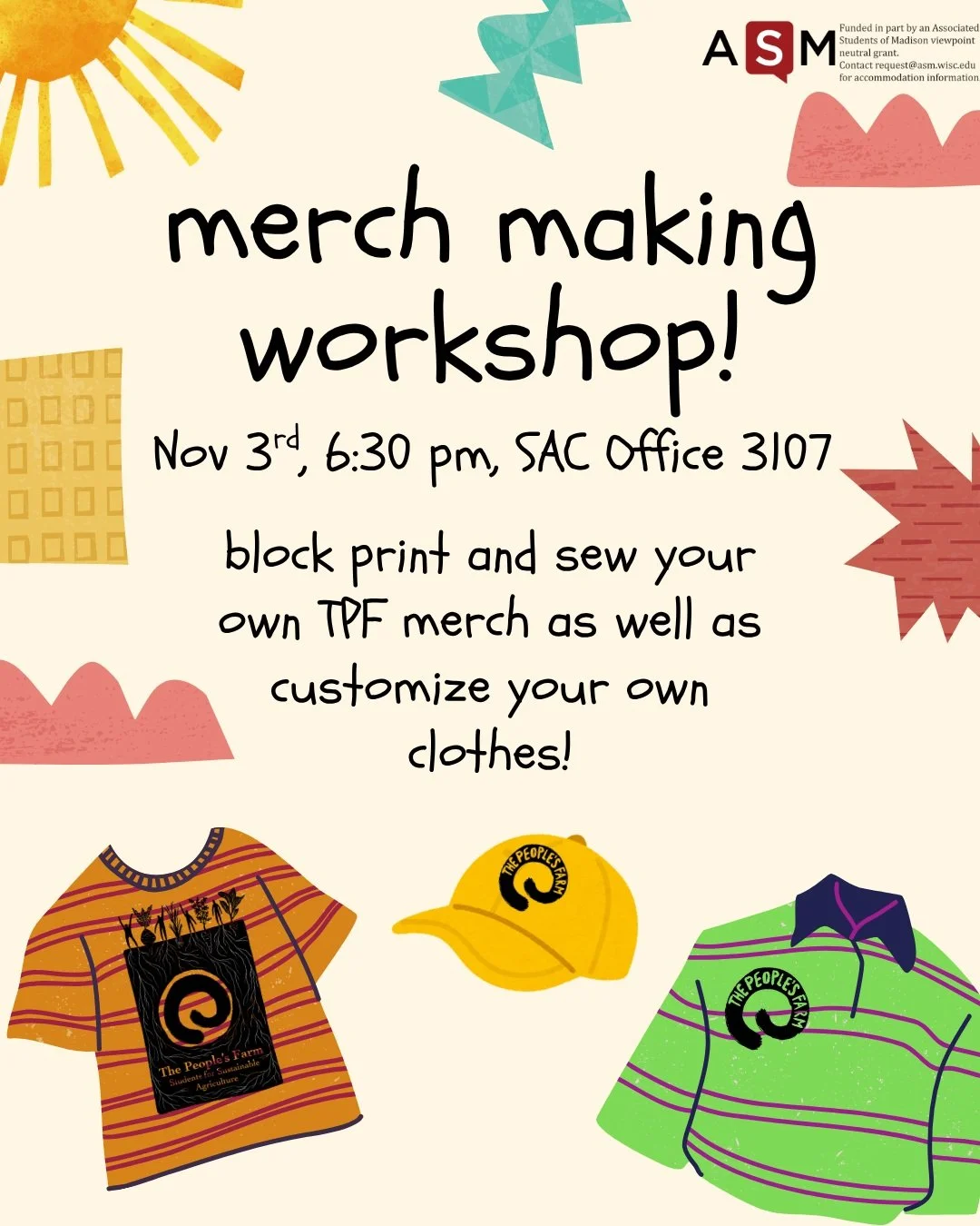 Blank t-shirts and sweaters provided to print on.