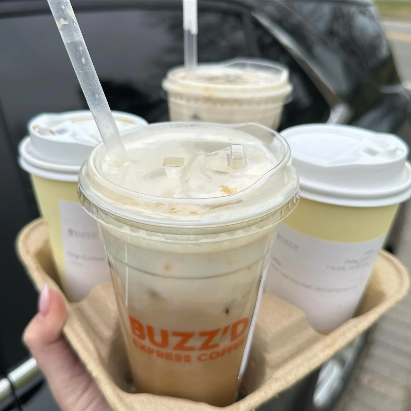☕️ bellmore @buzzdexpresscoffee 

we&rsquo;re buzz&rsquo;n this morning with some of our favorite drive through coffees - we tried there weekly flavor which was NYE themed, it was delish however not a fan of the cake ball pieces that were in the bott