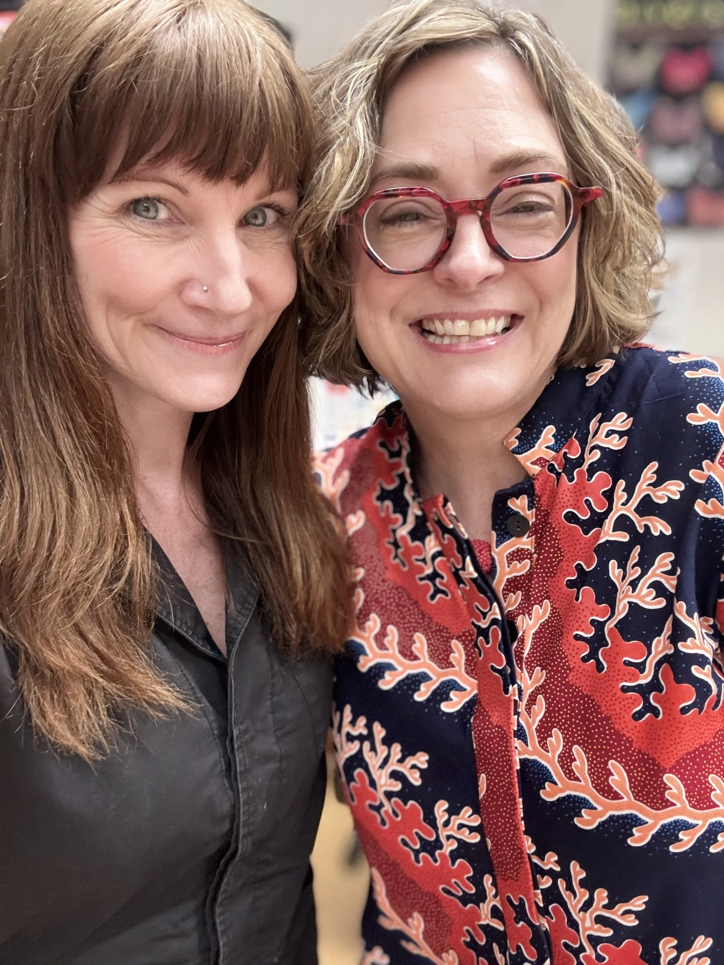 Maggie Smith and Erin Malone at Maggie's book launch "A Suit or a Suitcase" at Eagle Harbor Book Co., March 25th, '26.