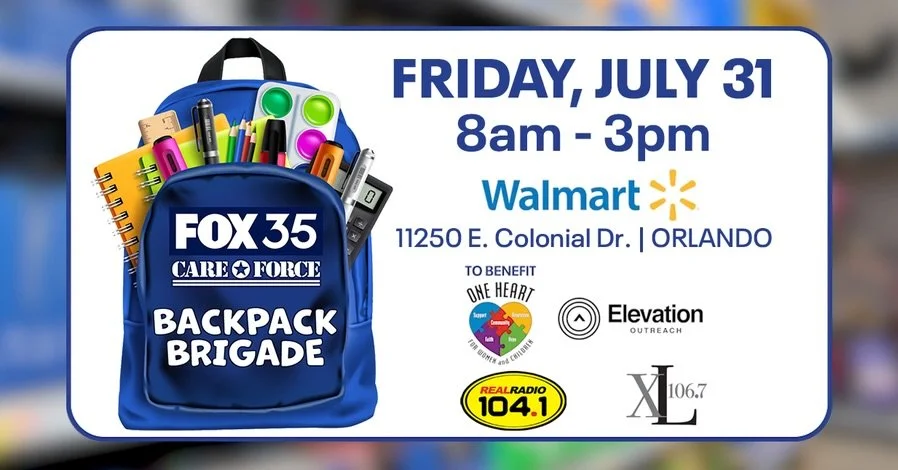 Tomorrow is the day! 🎒❤️

We&rsquo;re excited to partner with FOX 35 Care Force, Elevation Outreach, XL 106.7, and Real Radio 104.1 to help local students head back to school prepared and confident.

Join us tomorrow, Friday, July 31, from 8:00 AM&n