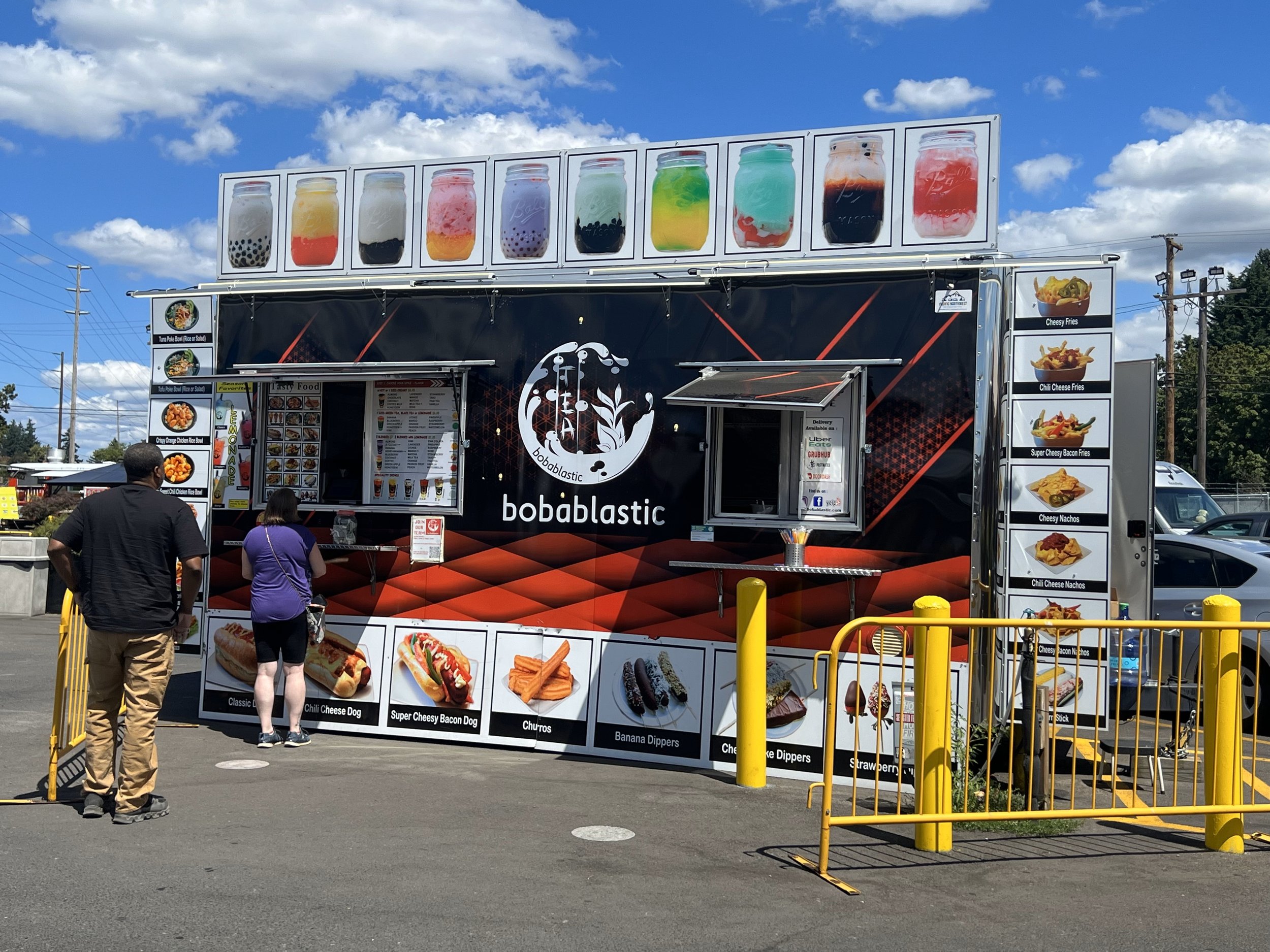 The red bubble tea truck at Springwater Cart Park.