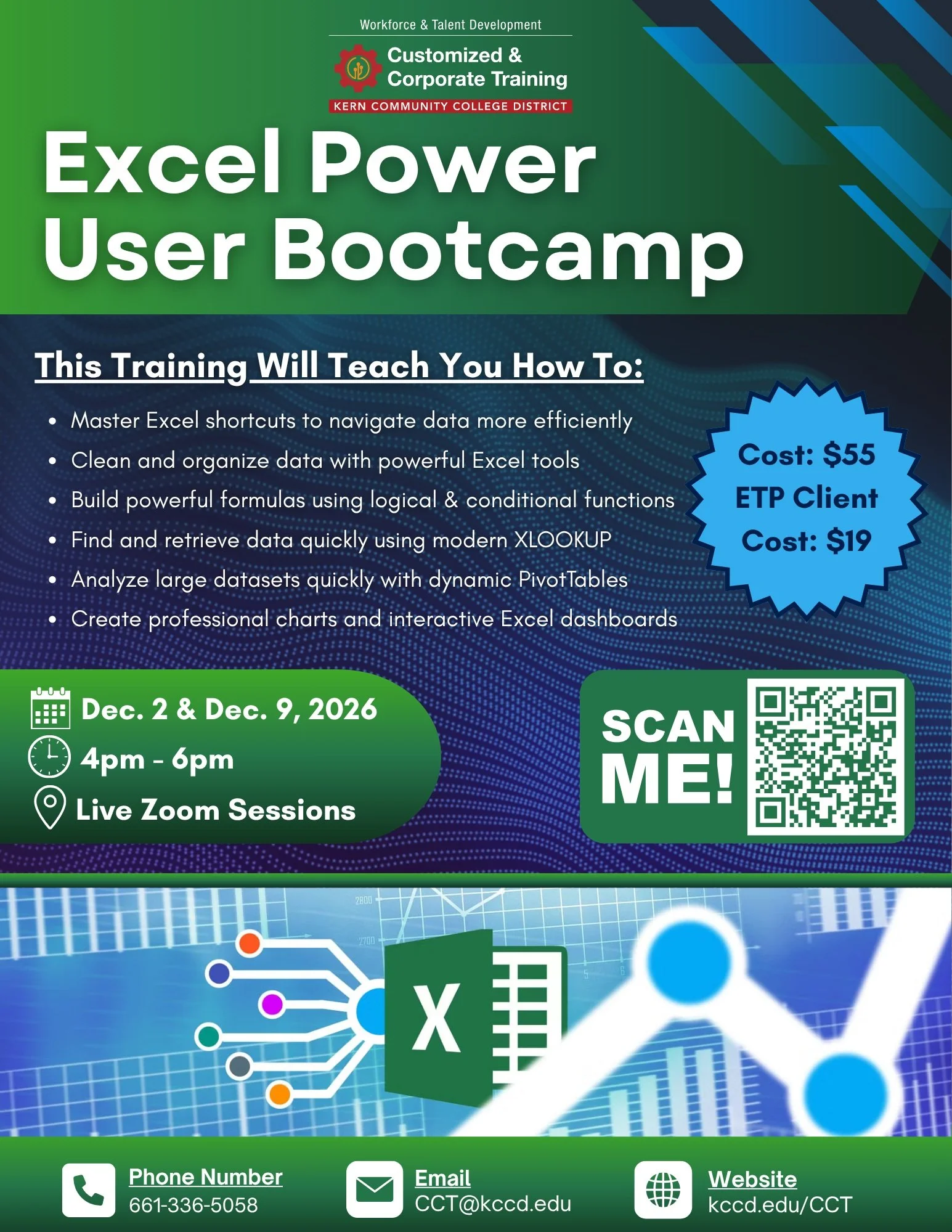 Hey Kern County, are you bad at Excel? No? Just me? Ok, then.

But if you know anyone else that is struggling with Excel, send this flyer their way! 

KCCD's @kernccdtraining has a 2 day training course which will help you learn to navigate, organize