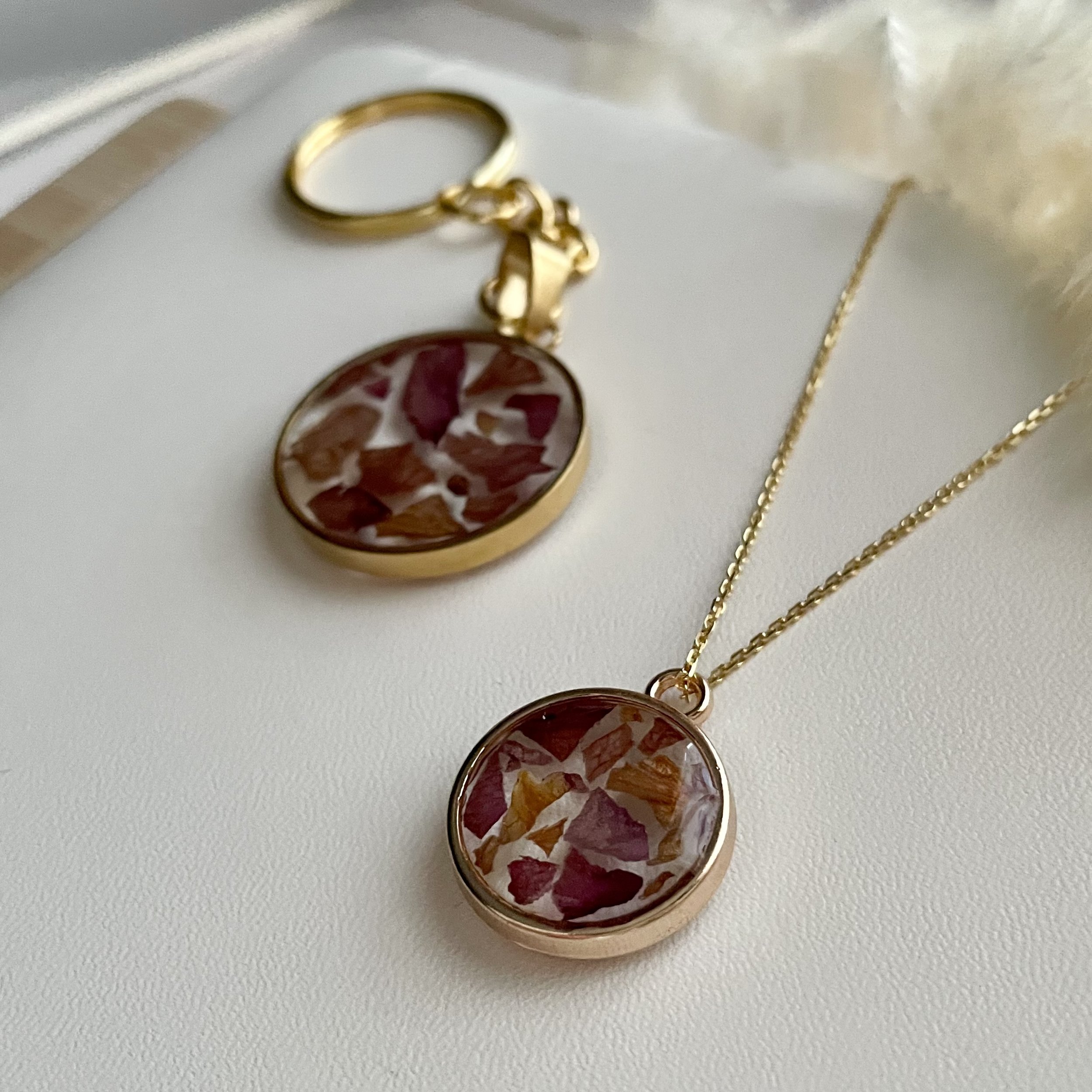 Memorial Crushed Rose Necklace & Keychain